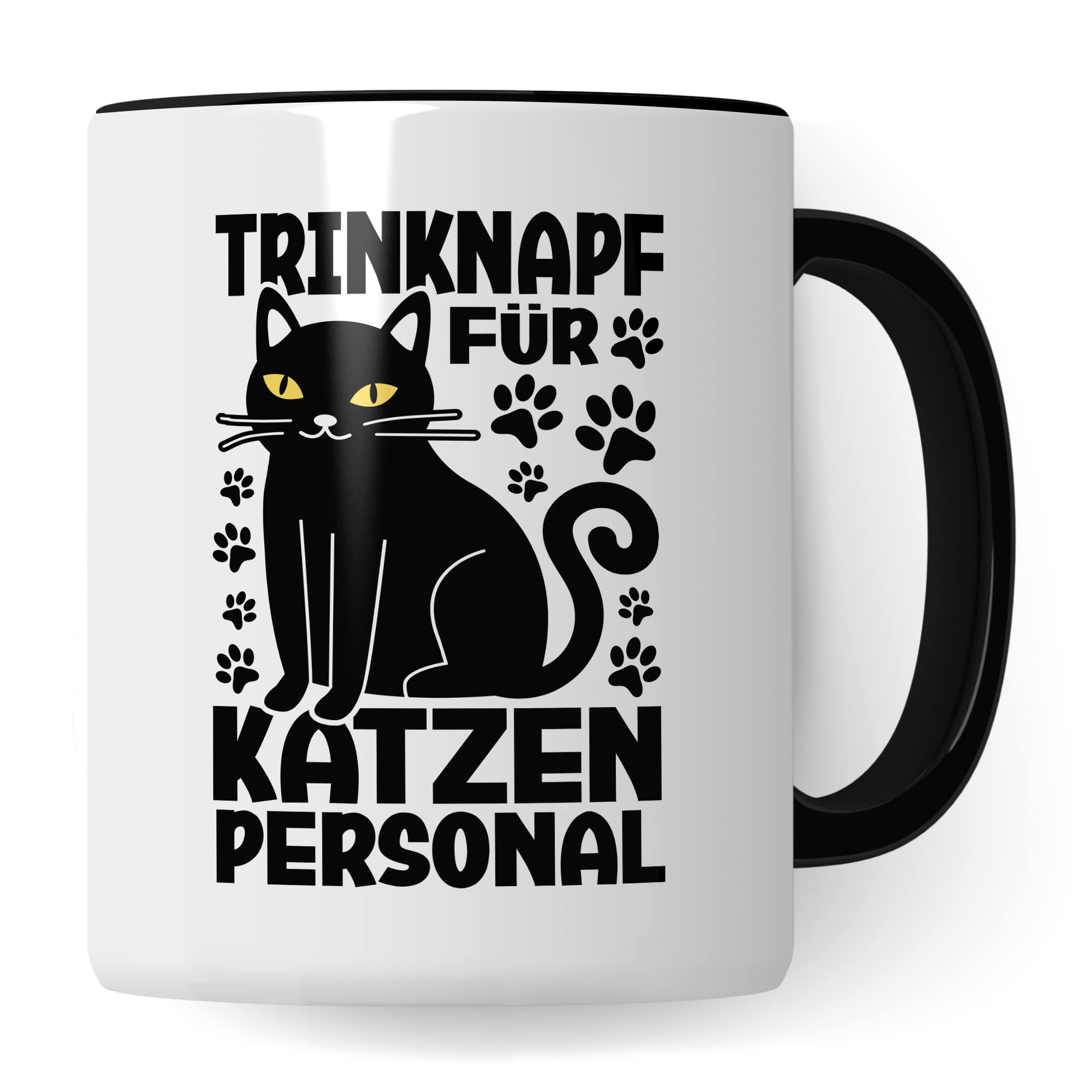 Katzen Tasse Kaffeetasse Humor Kaffee-Becher mit Spruch Katze Witz Katzenmama Trinknapf für Katzenpersonal Trinknapf Geschenk Geschenkidee für Katzenliebhaber Katzentasse Tasse fürs Büro