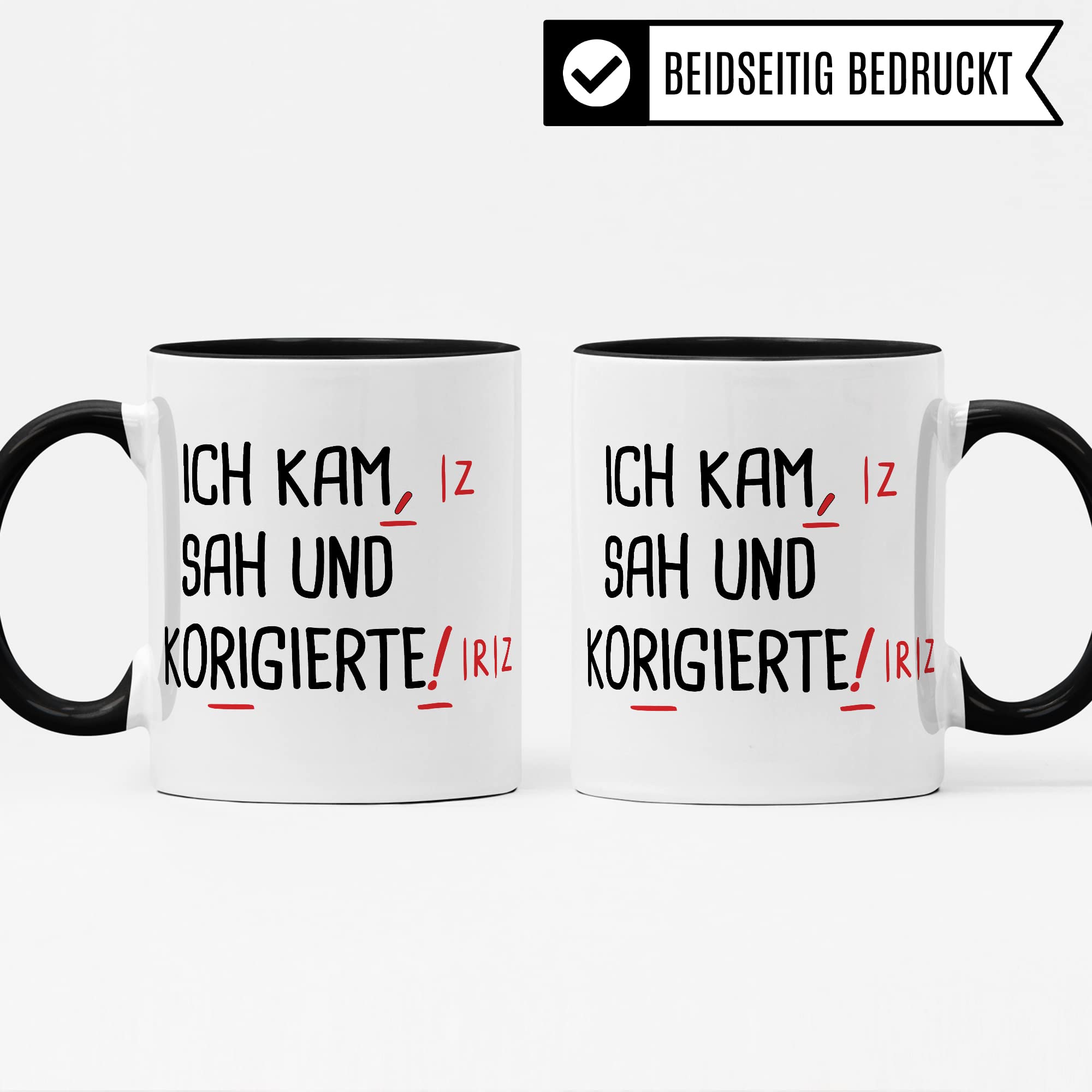 Pagma Druck Lehrer Tasse lustig: Ich kam, SAH und korrigierte | Tasse für Lehrerin & Lehrer Geschenk | Geschenkidee Schule Deutschlehrer Deutschlehrerin Lehramt Kaffeetasse