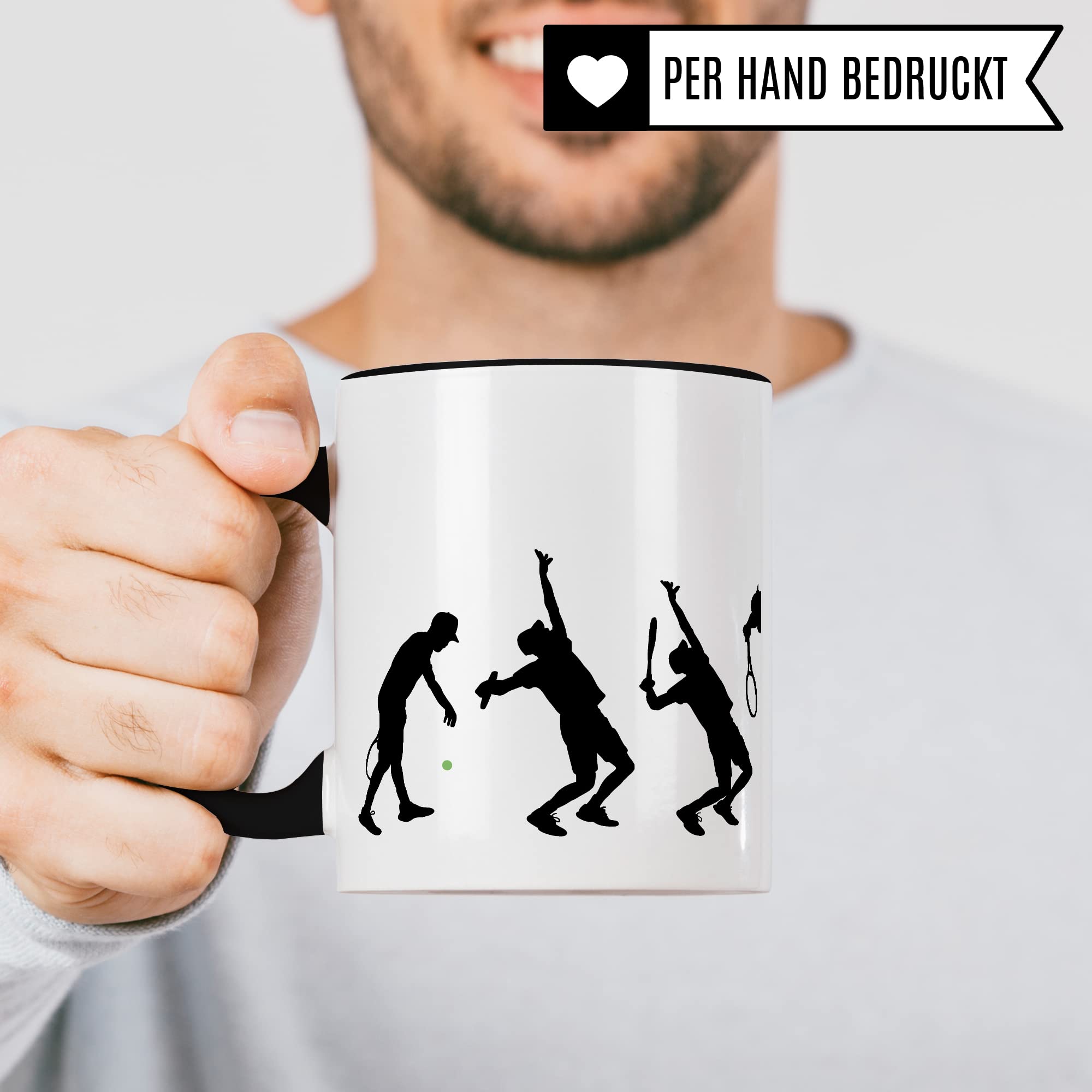 Tasse Tennis-Evolution, Geschenk Tennisspieler Tennis-Spielerin Bild, Geschenkidee Tennisprofi Tennisliebhaber Spielpartner Kollegen, Kaffeetasse Kaffebecher