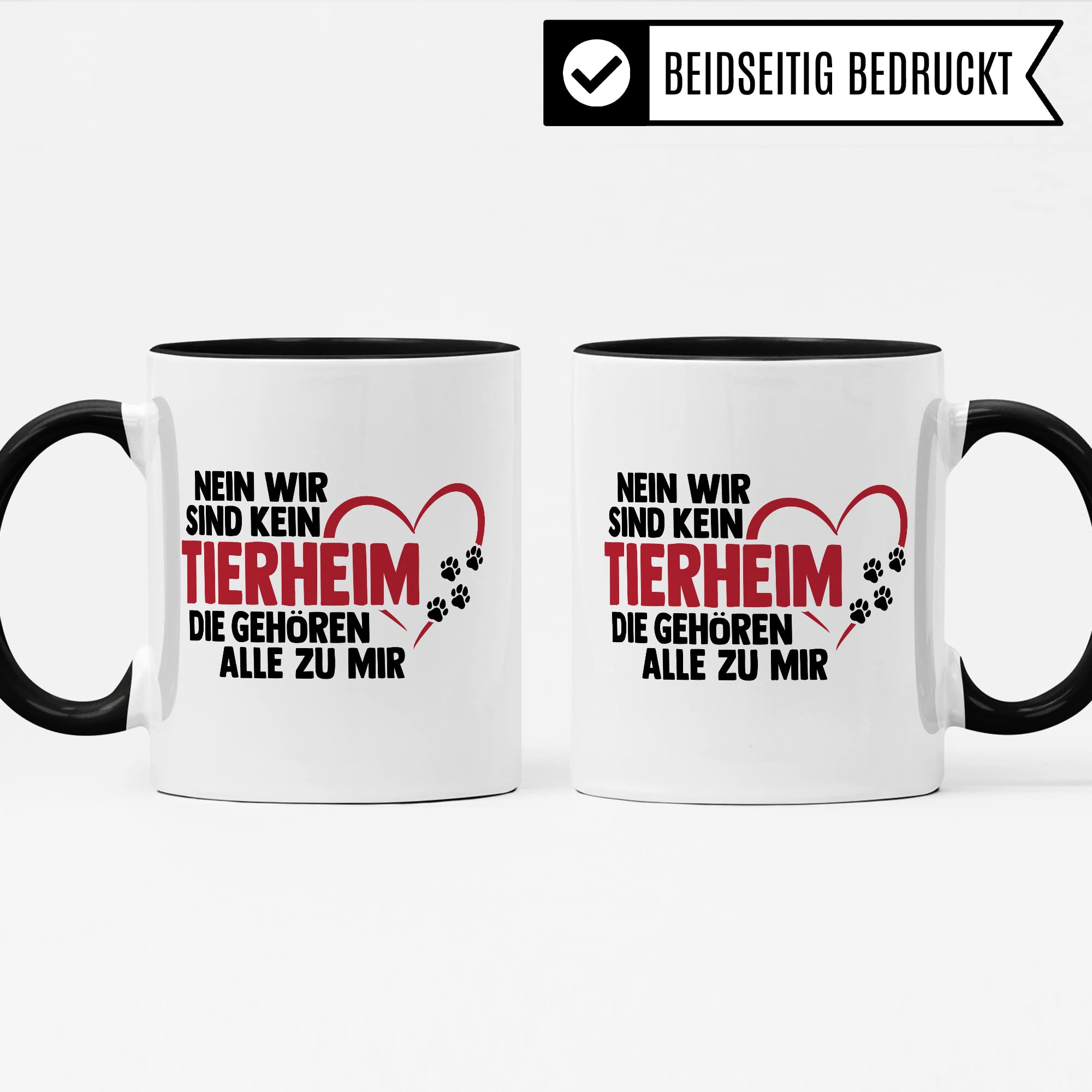 Hunde Tasse lustig Hundebesitzer Kaffee-Becher Kaffeetasse Tierheim Spruch Humor Witz Geschenk-Idee Haustier Teetasse Die gehören alle zu mir Hund (Weiß/Schwarz)