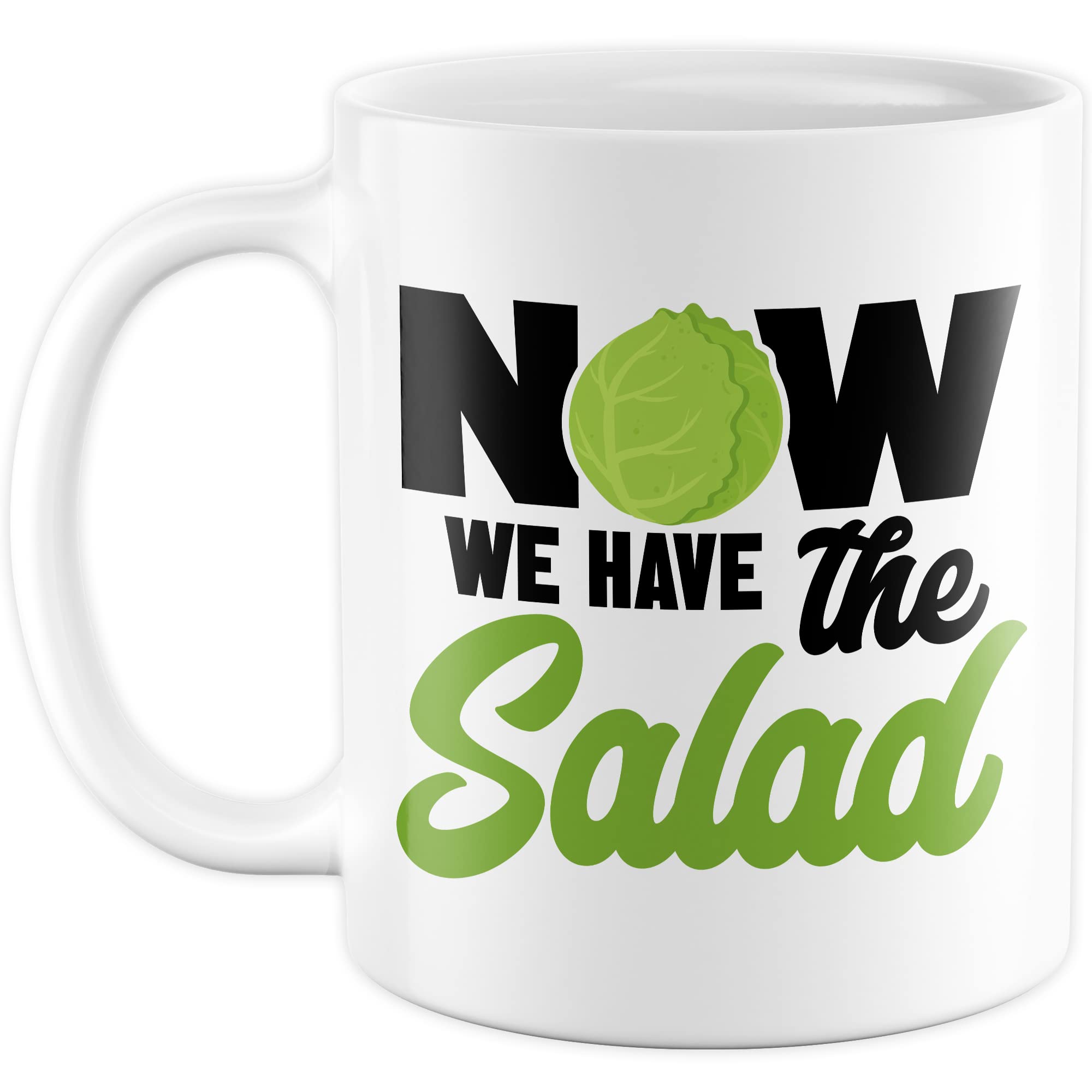 Witz Tasse mit Spruch Denglisch Kaffeetasse Humor Now we have the salad Witz Kaffee-Becher Englisch-Lehrer Geschenk lustig Jetzt haben wir den Salat Sprichwort Geschenkidee Wortspiel