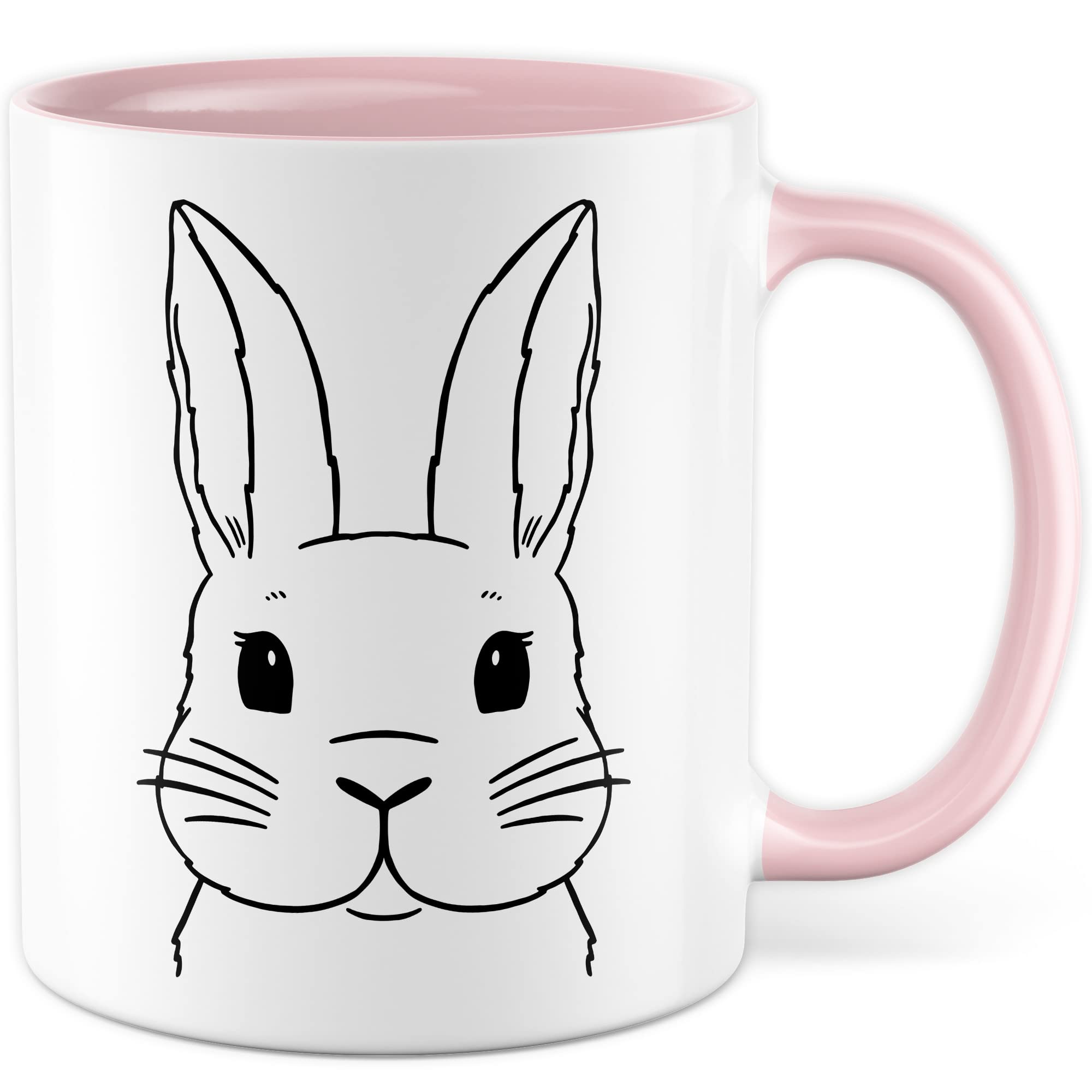 Kaninchen Tasse Hasen Bild süße Kaffeetasse mit Tier Motiv Karnickel Kaffee-Becher Häschen Humor Geschenk Spruch Teetasse Haustier Hase Langohr Halter cute Kaninchen Zeichnung