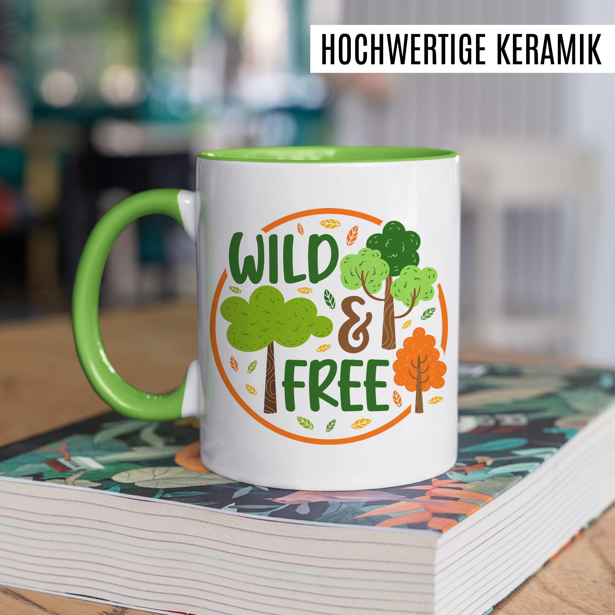 Wild & Free Becher Tasse Wohnmobil Wohnwagen Kaffeetasse Camping Geschenk Camper Kaffee-Becher Geschenkidee Outdoorfans Camperin Zelten Abenteuer Reisen Spruch Campingurlaub