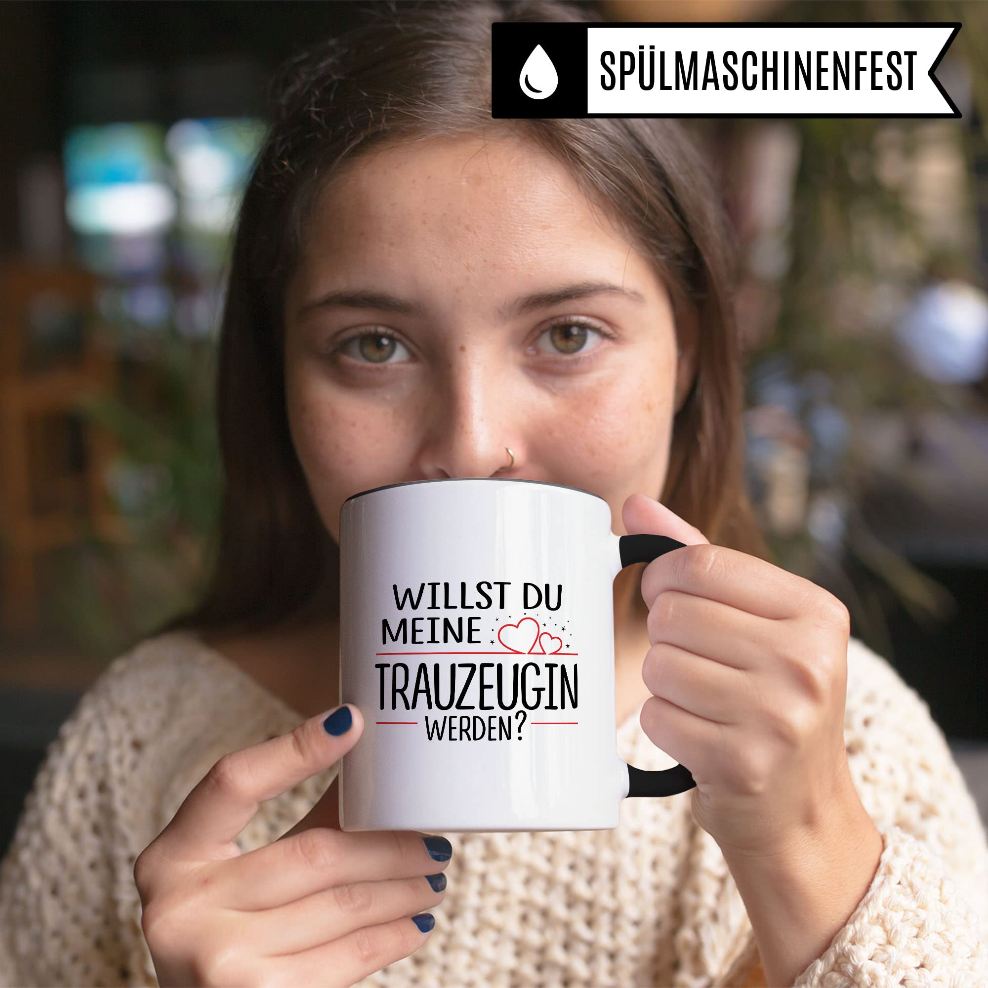 Trauzeugin fragen Tasse Willst du meine Trauzeugin werden? Geschenk Trauzeugin süßes Motiv schöne Geschenkidee Kaffeetasse Teebecher Hochzeit