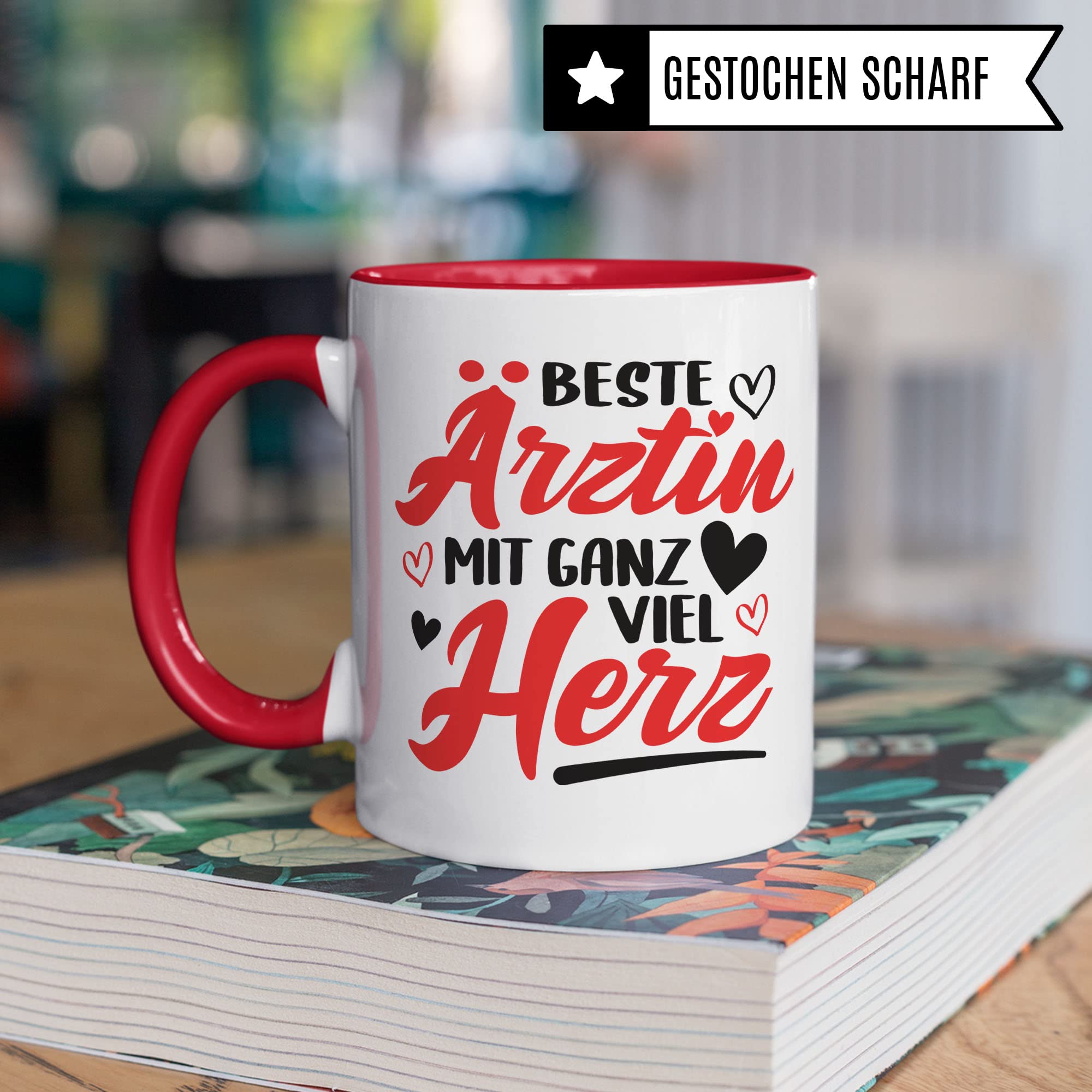 Ärztin Tasse, Beste Ärztin mit ganz viel Herz, Ärztin Geschenk Dankeschön Promotion Tasse schöner Spruch schönes Motiv Kaffeetasse Arzt Beruf, Geschenk für die besten Ärztin