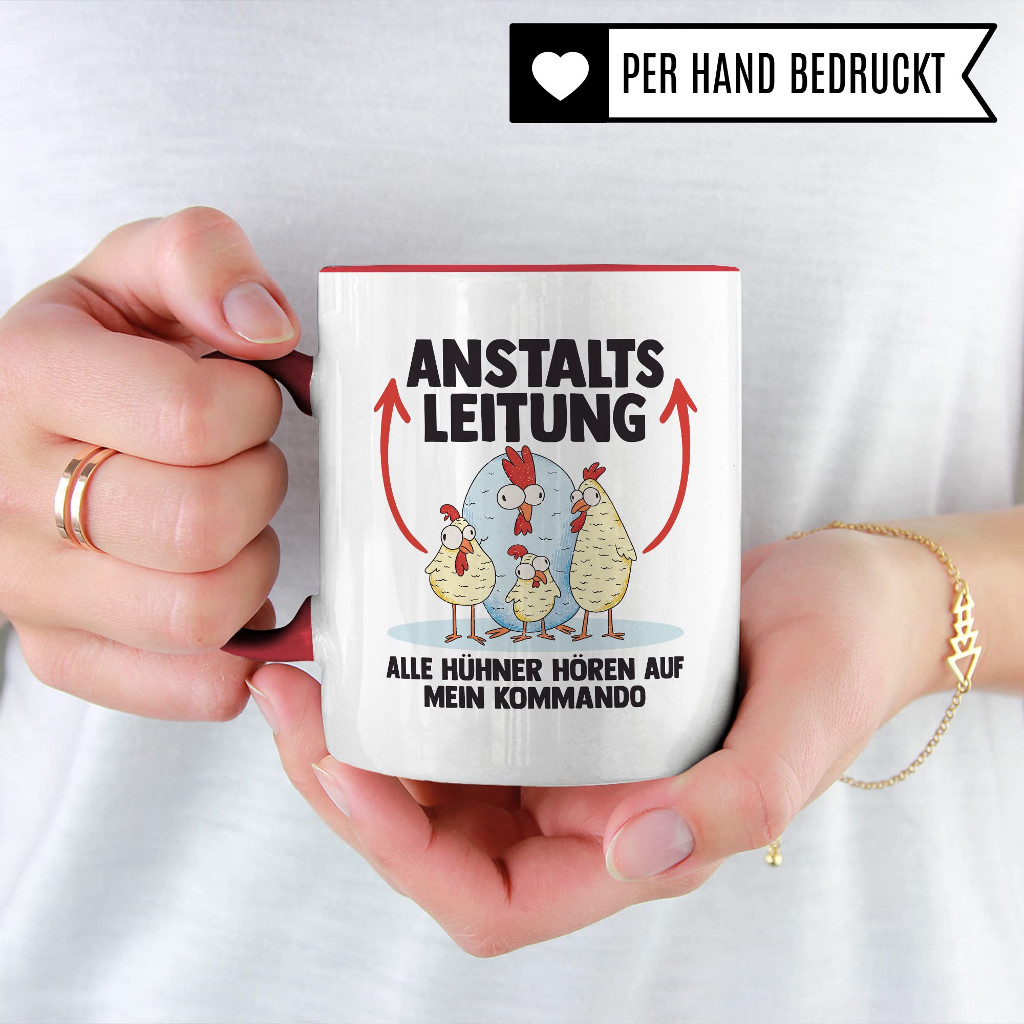 Hühner Tasse Huhn Kaffeetasse Anstaltsleitung Kaffee-Becher Hühnerhalter Geschenk Hühnerbesitzer Geschenkidee Lustig Humor Spruch