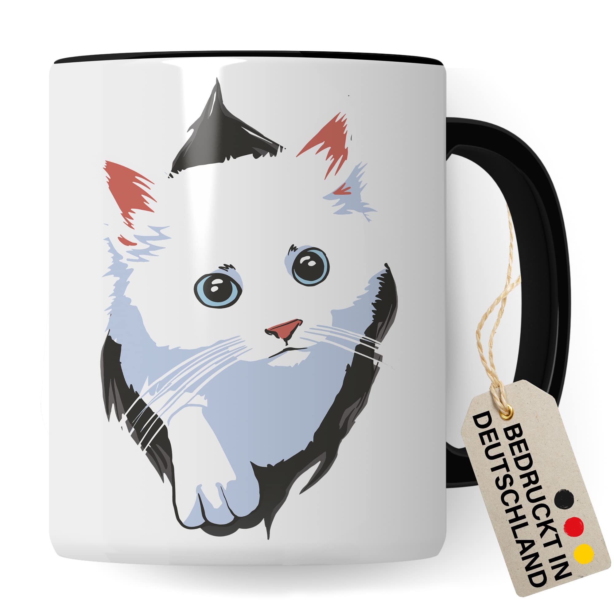 Tasse Katzen-Motiv, Geschenk Katzenliebhaber, süße Katzen-Tasse Motiv, Geschenk Kollegen Freund Freundin, lustige Katze Kater Katzenfreund Büro-Tasse