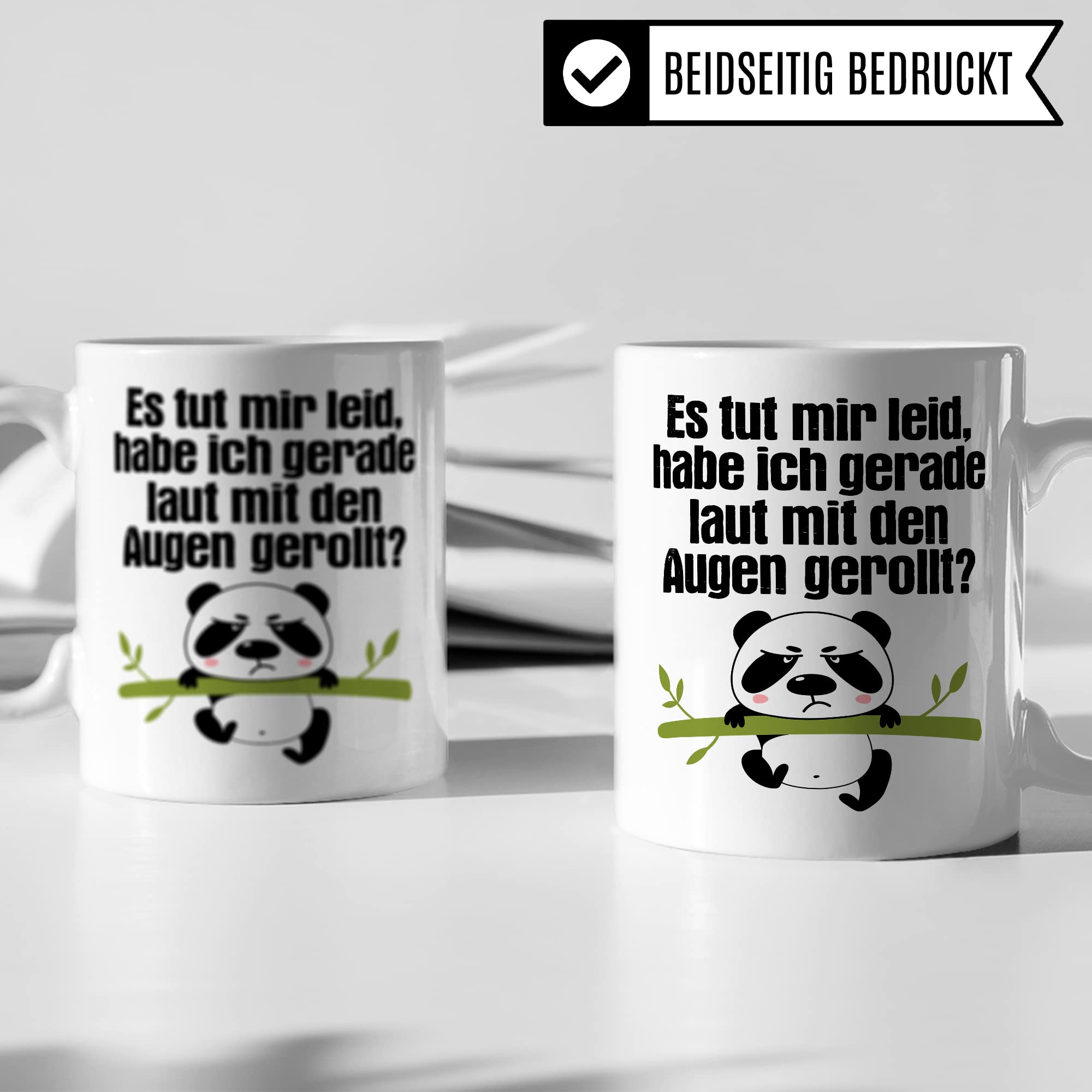 Tasse witzig Lustig Kaffeetasse Tasse fürs Büro Panda Tasse Augen rollen Spruch Kaffee-Becher Tassen Sprüche Witz Cool Kollegin Geschenk Geschenkidee