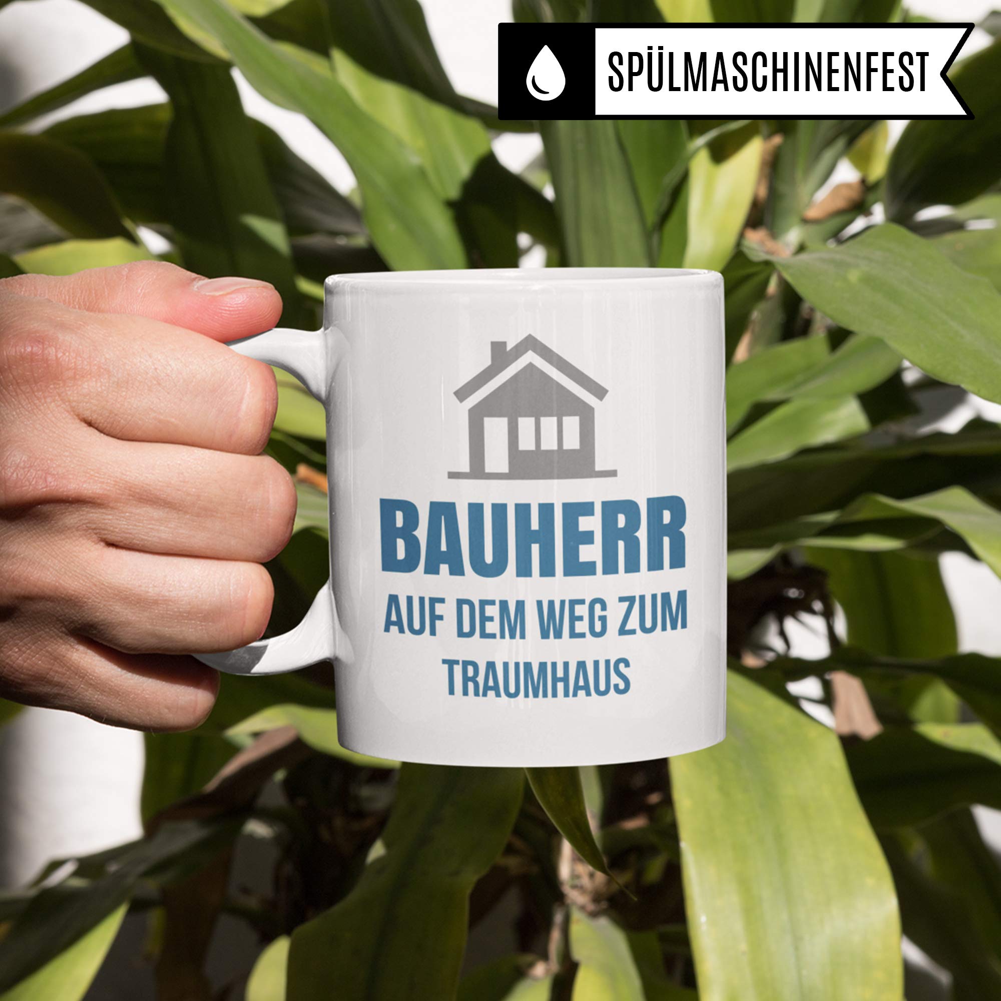 Pagma Druck Richtfest Geschenk, Bauherr Tasse, Becher Geschenke zum Richtfest, Geschenkideen zum Hausbau Haus Baustelle, Eigenheim Einweihung Kaffeetasse für Häuslebauer & Hausbauer