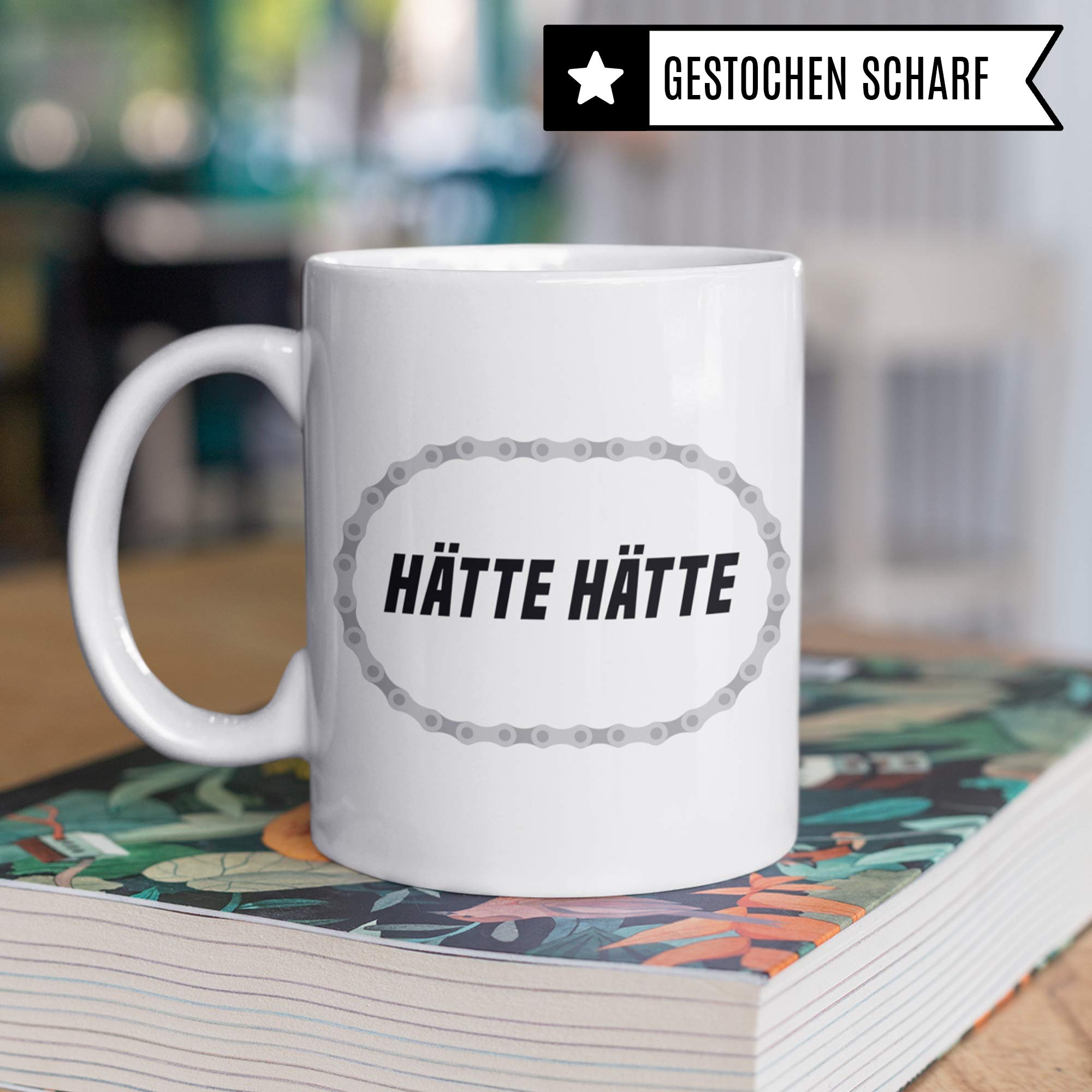 Pagma Druck Fahrrad Tasse lustig, Geschenk Fahrradfahrer Männer, Becher Fahrradmotiv Fahrräder, Rennrad Mountainbike Fahrrad Geschenkideen lustig, Hätte Hätte Fahrradkette Radfahren Kaffeetasse