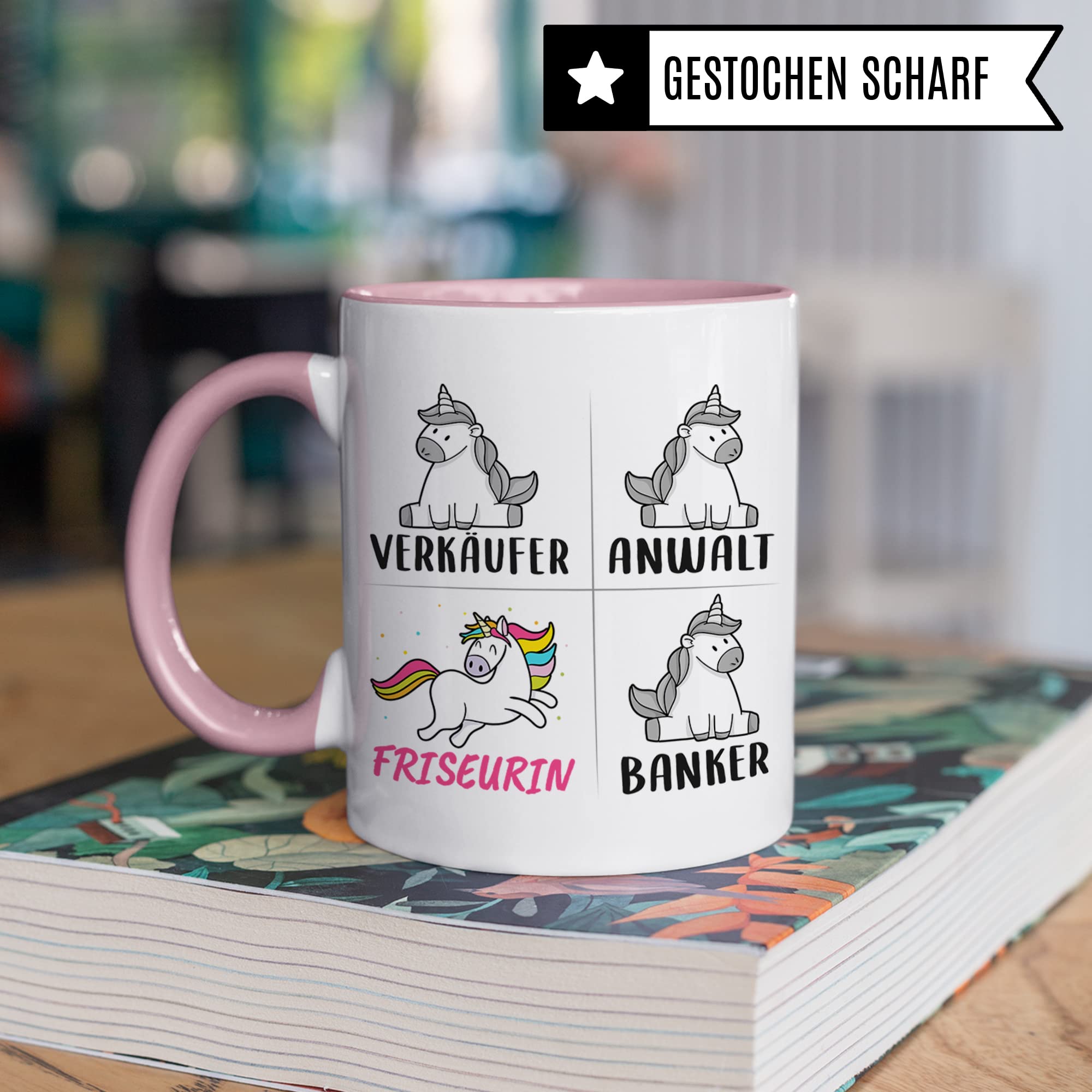 Tasse Friseurin lustig, Friseurin Geschenk, Spruch Haarstilistin Kaffeebecher Geschenkidee, Kaffeetasse Beruf Friseursalon Friseuse Einhorn Frauen Teetasse Frisörin Becher