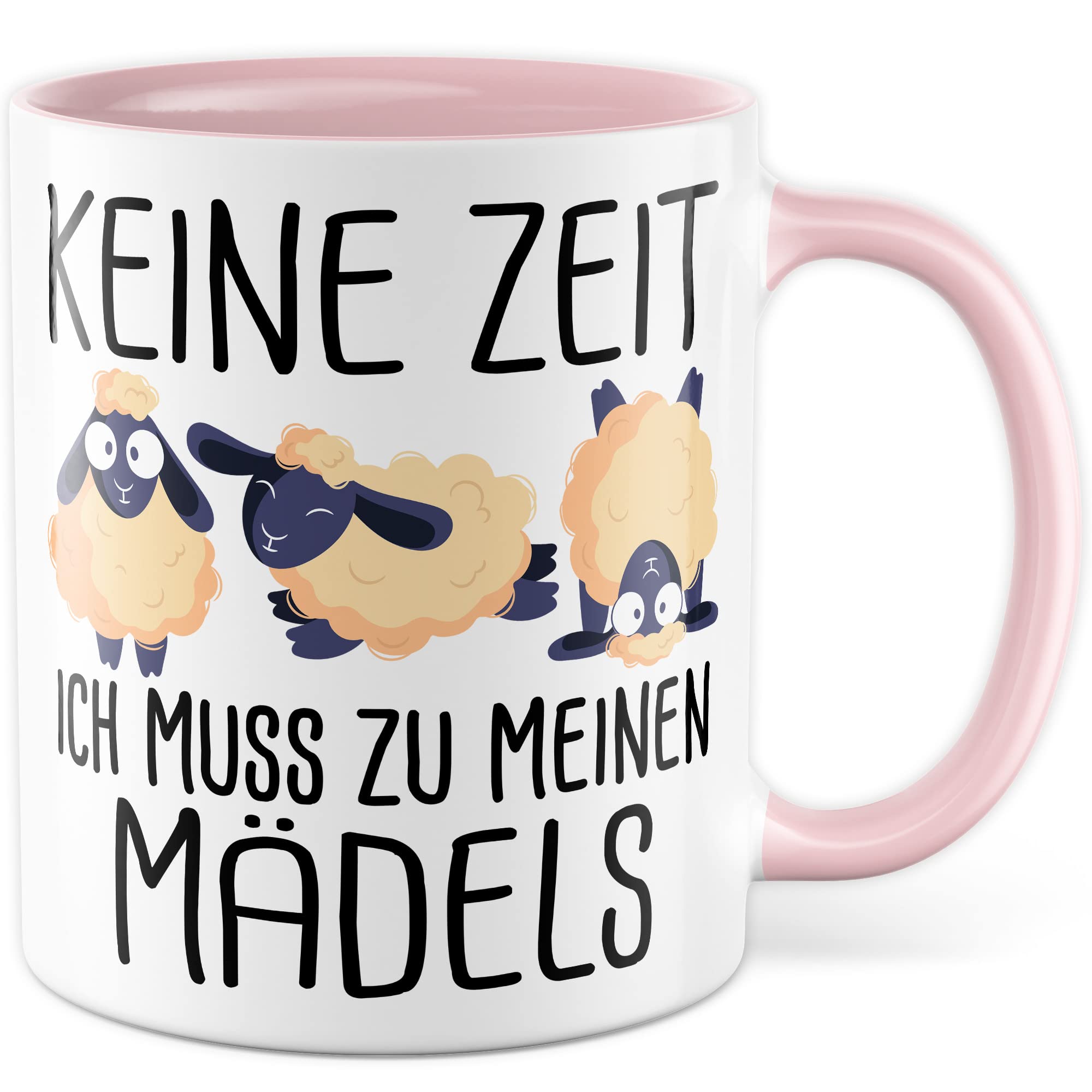 Mädels Tasse Schaf lustige Schafe Kaffeetasse Geschenk Kaffee-Becher Schäfchen süß Geschenkidee Mädchen Kollegin Humor Tante Freundin Wolle Cartoon Schaf Aufdruck witzig Bäuerin Bauernfrau