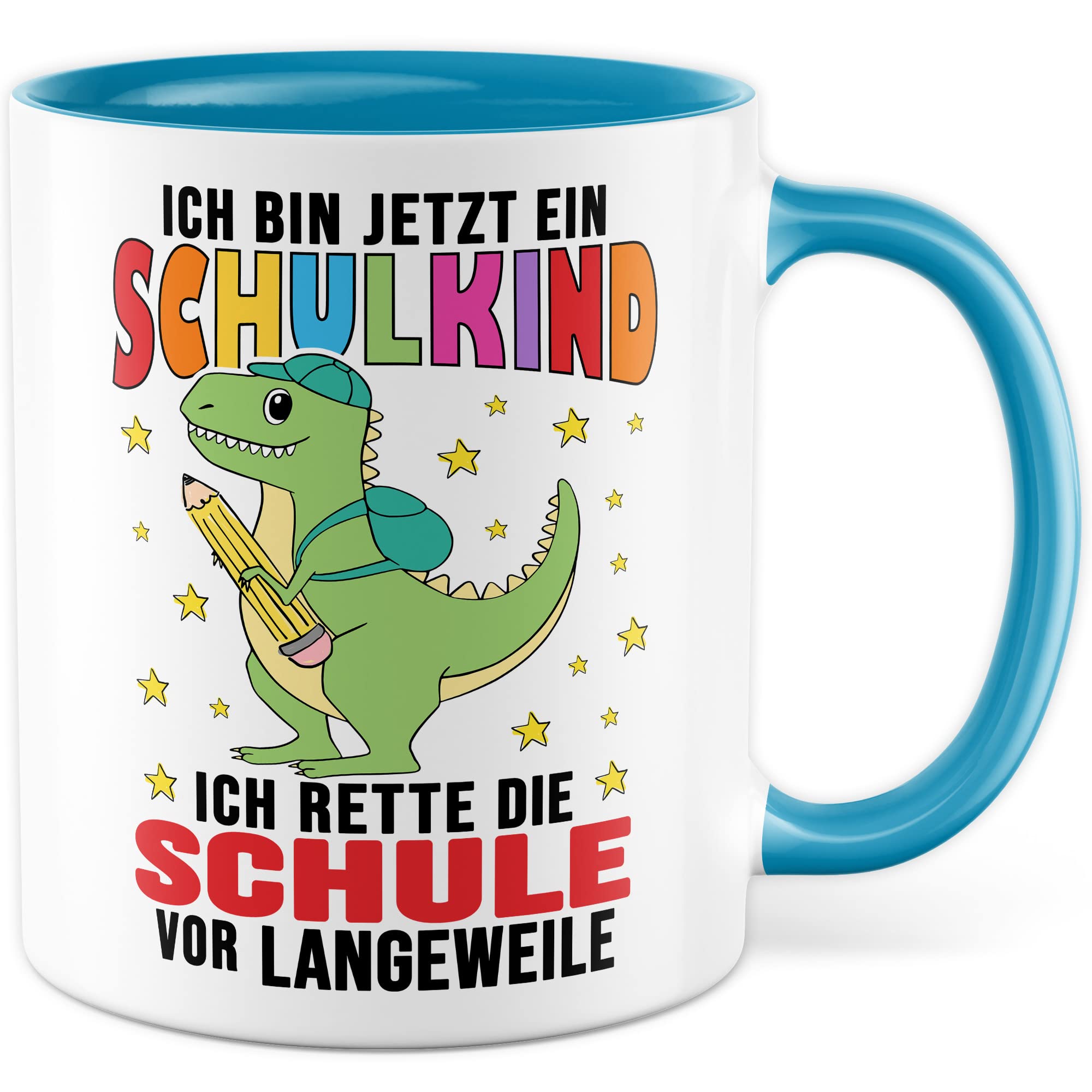 Tasse Kindergartenkind, Ich bin jetzt ein Kindergartenkind - ich rette den Kindergarten vor Langeweile Geschenkidee Kind Kaffeetasse mit Spruch lustig Kaffee-Becher Witztasse