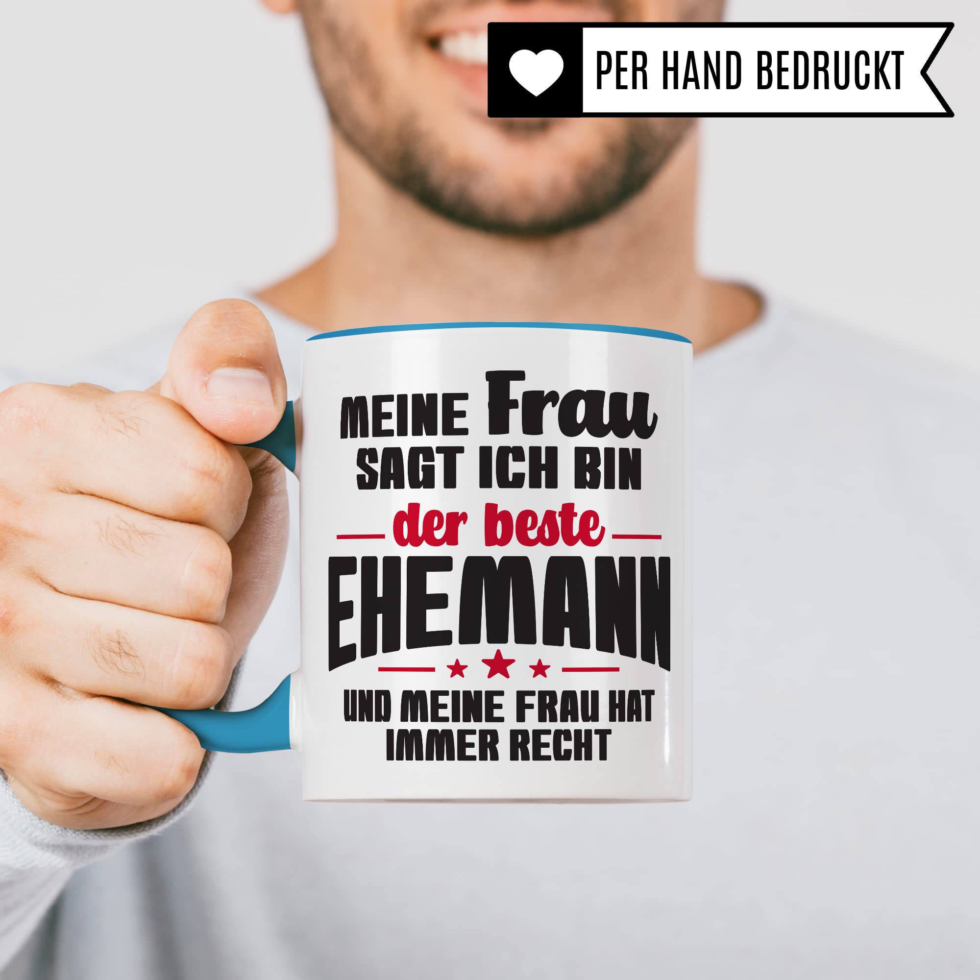 Ehemann Tasse Geschenk, Meine Frau sagt immer ich bin der beste Ehemann Geschenkidee Ehepartner Kaffee-Becher Kaffeetasse Tasse mit Spruch lustig Teetasse Ehe Hochzeit Witztasse