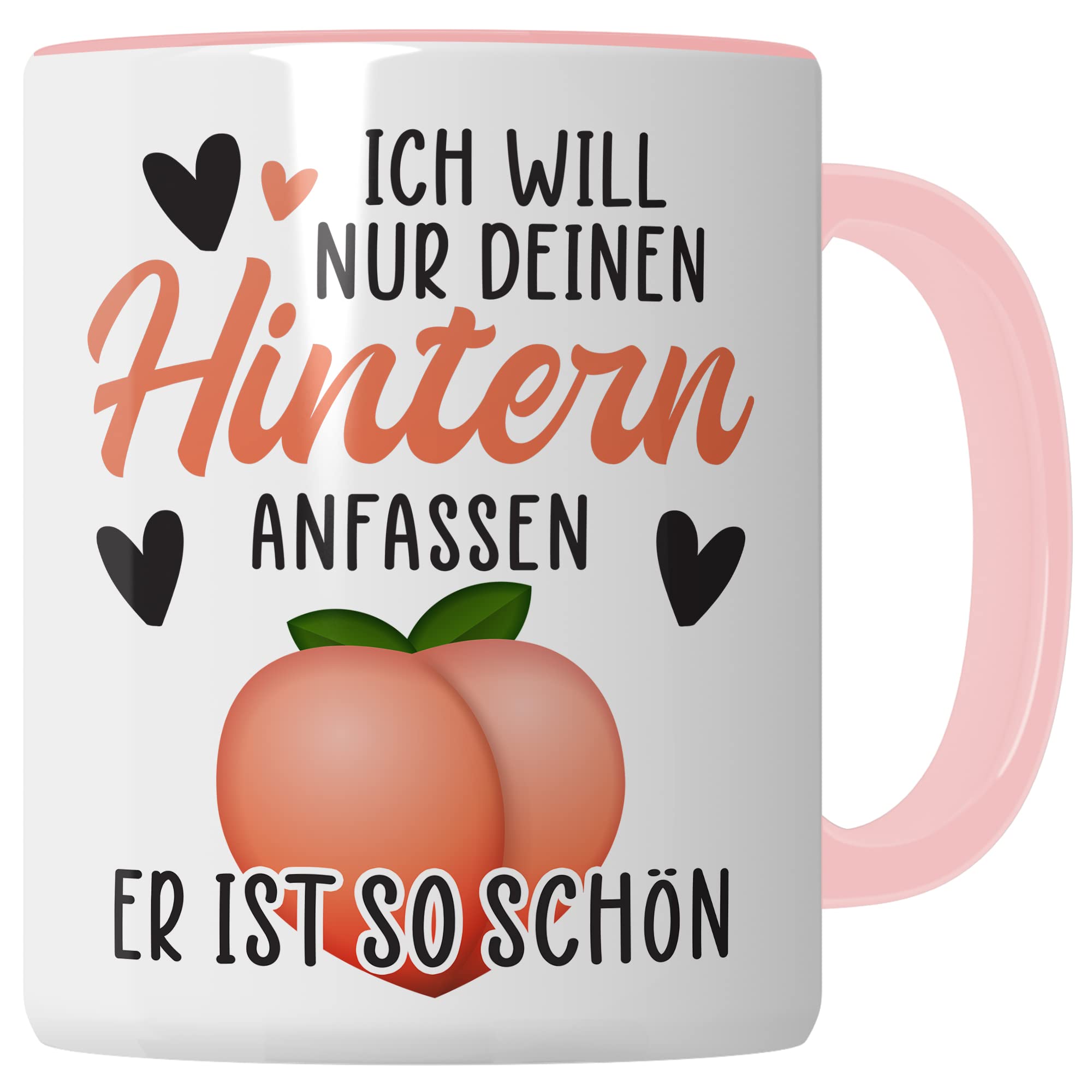 Hintern Tasse Freundin Geschenk Kaffeetasse Freund Popo Kaffee-Becher lustiges Geschenk Beziehung Geschenkidee Humor Ich will deinen Hintern anfassen Spruch Zeichnung