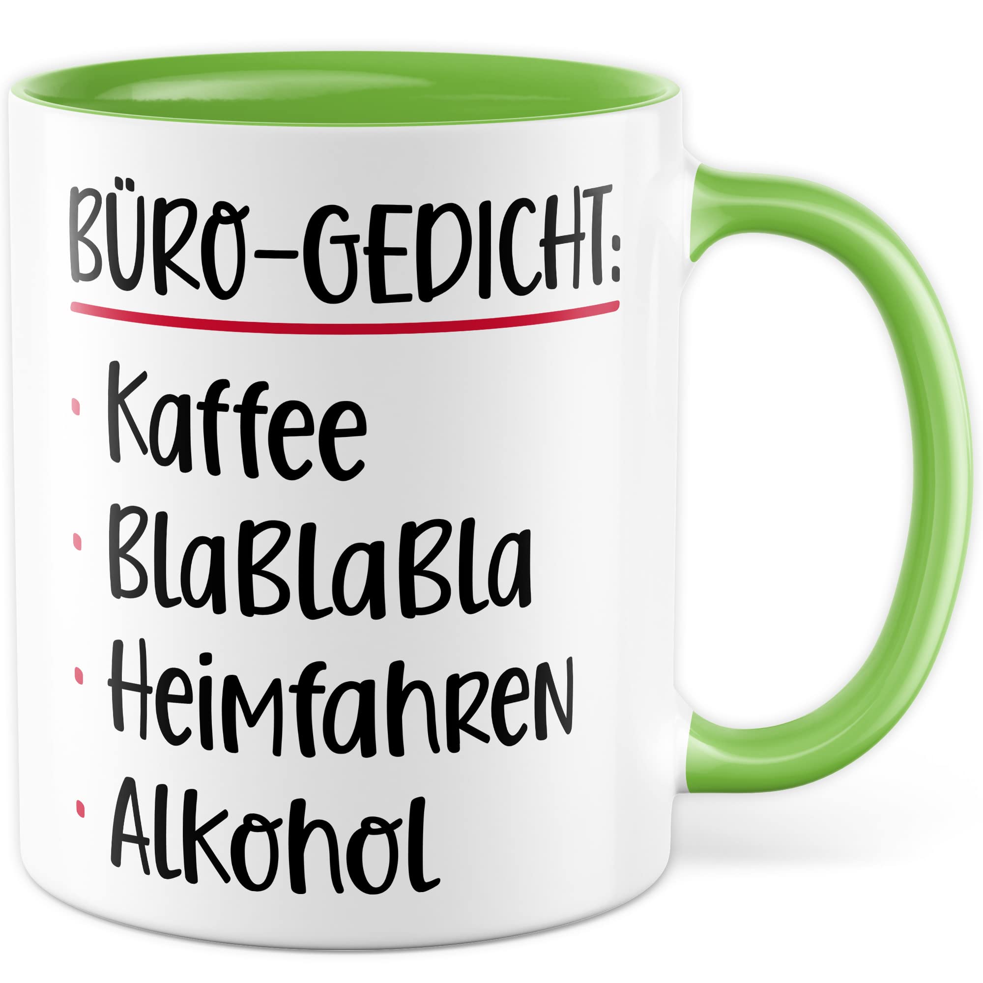 Büro Gedicht Tasse lustig Kaffee Alkohol Spruch Kaffeetasse Kollege Geschenk Kaffee-Becher Kollegin Geschenkidee Humor