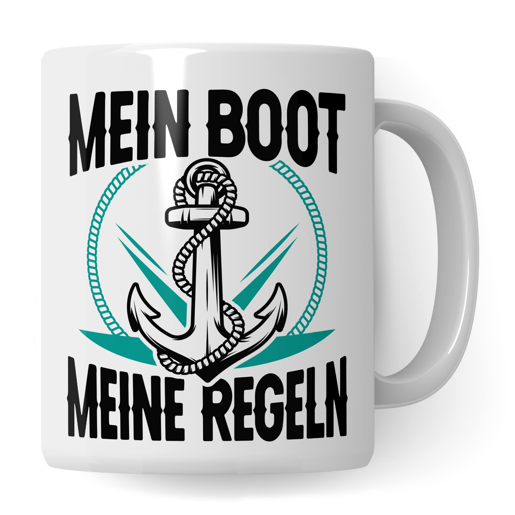 Tasse Kapitän, Mein Boot meine Regeln Geschenk Bootliebhaber Geschenkidee Bootbesitzer Kaffee-Becher Kaffeetasse mit Spruch lustig Teetasse Anker-Motiv