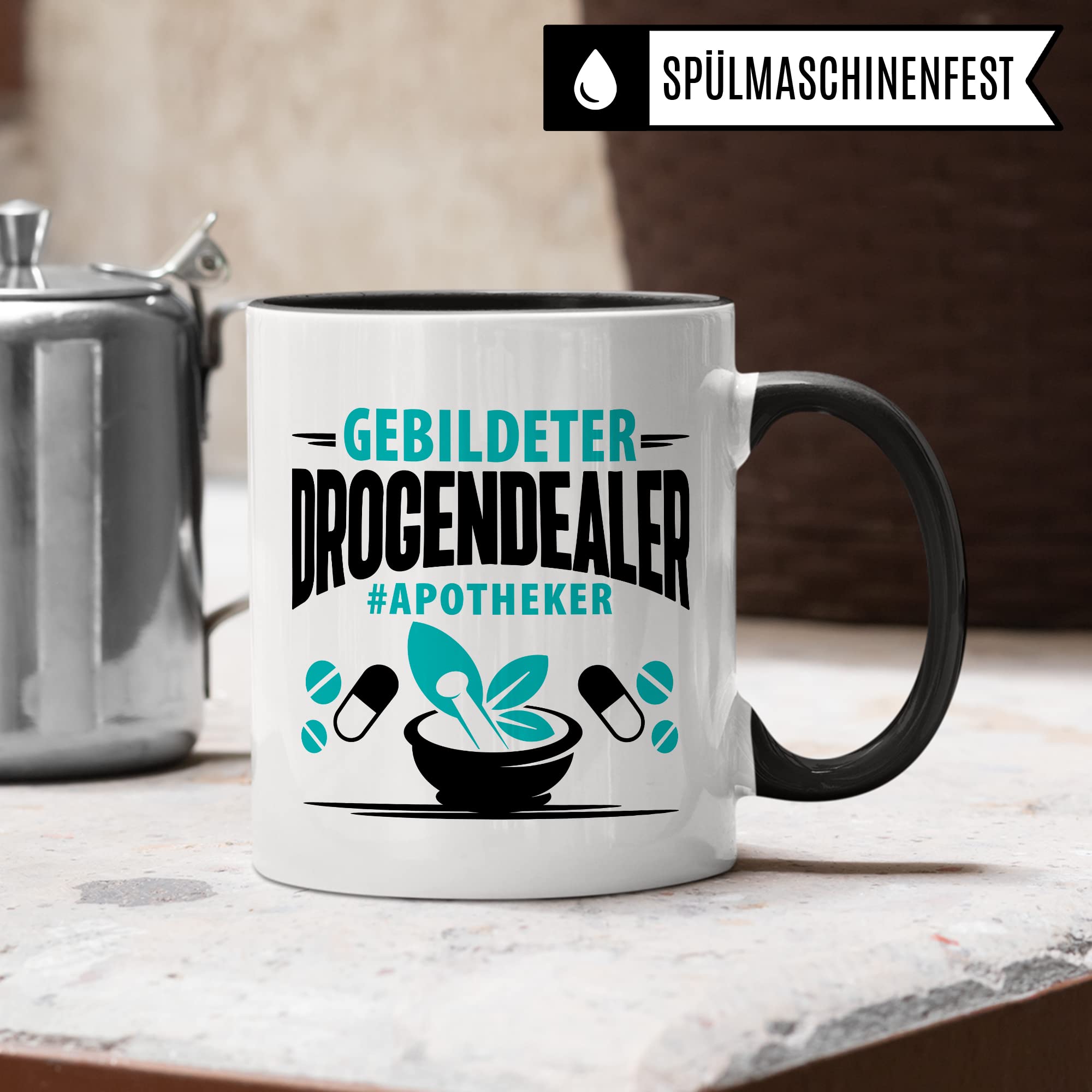 Apotheker Tasse Kaffeetasse lustig gebildeter Drogendealer Apotheke Kaffee-Becher r Humor Pharmazie Pharmazeut Geschenk Geschenkidee Kollege Witz Meme Lexikon Pharma