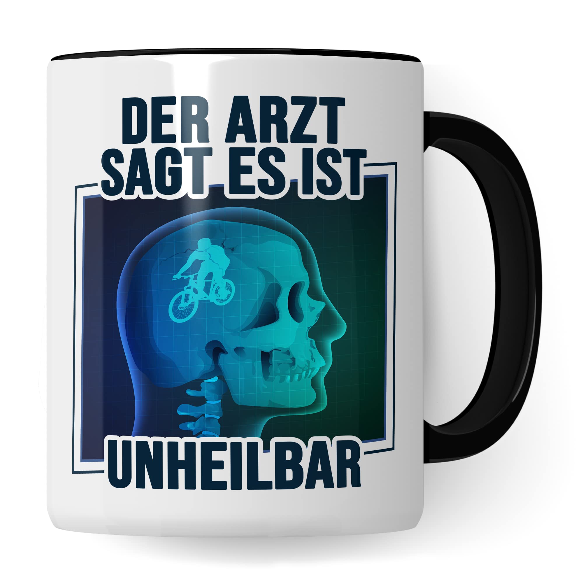 Fahrrad Tasse Fahrradliebe Kaffeetasse Bike Kaffee-Becher lustig Geschenk Fahrradfahren Geschenkidee Fahrrad im Kopf Motiv Biker