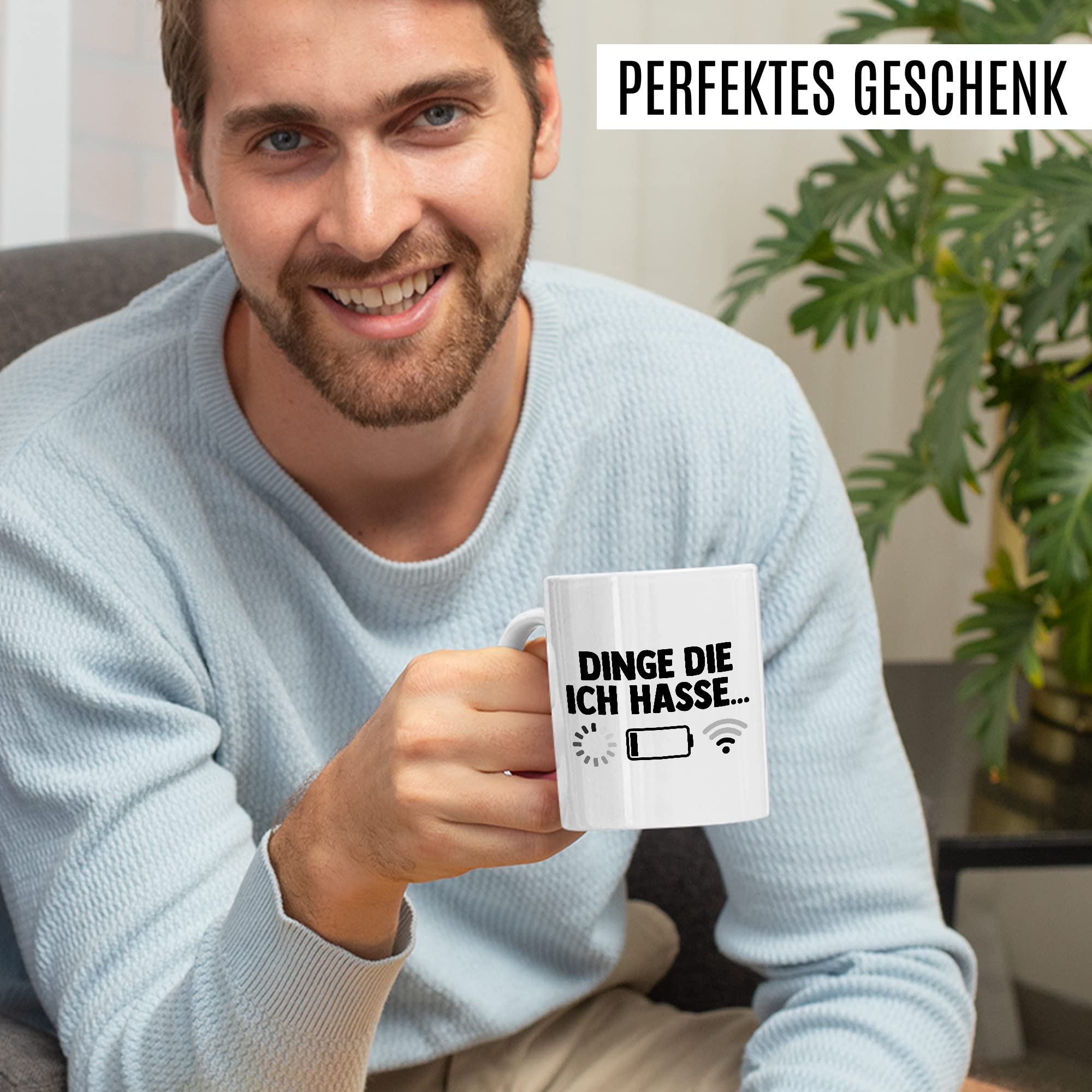 Dinge die ich hasse Tasse Schlechter Empfang Geschenkidee Kaffeetasse Wlan Akku Geschenk für Teenager Kaffeebecher Teen Becher