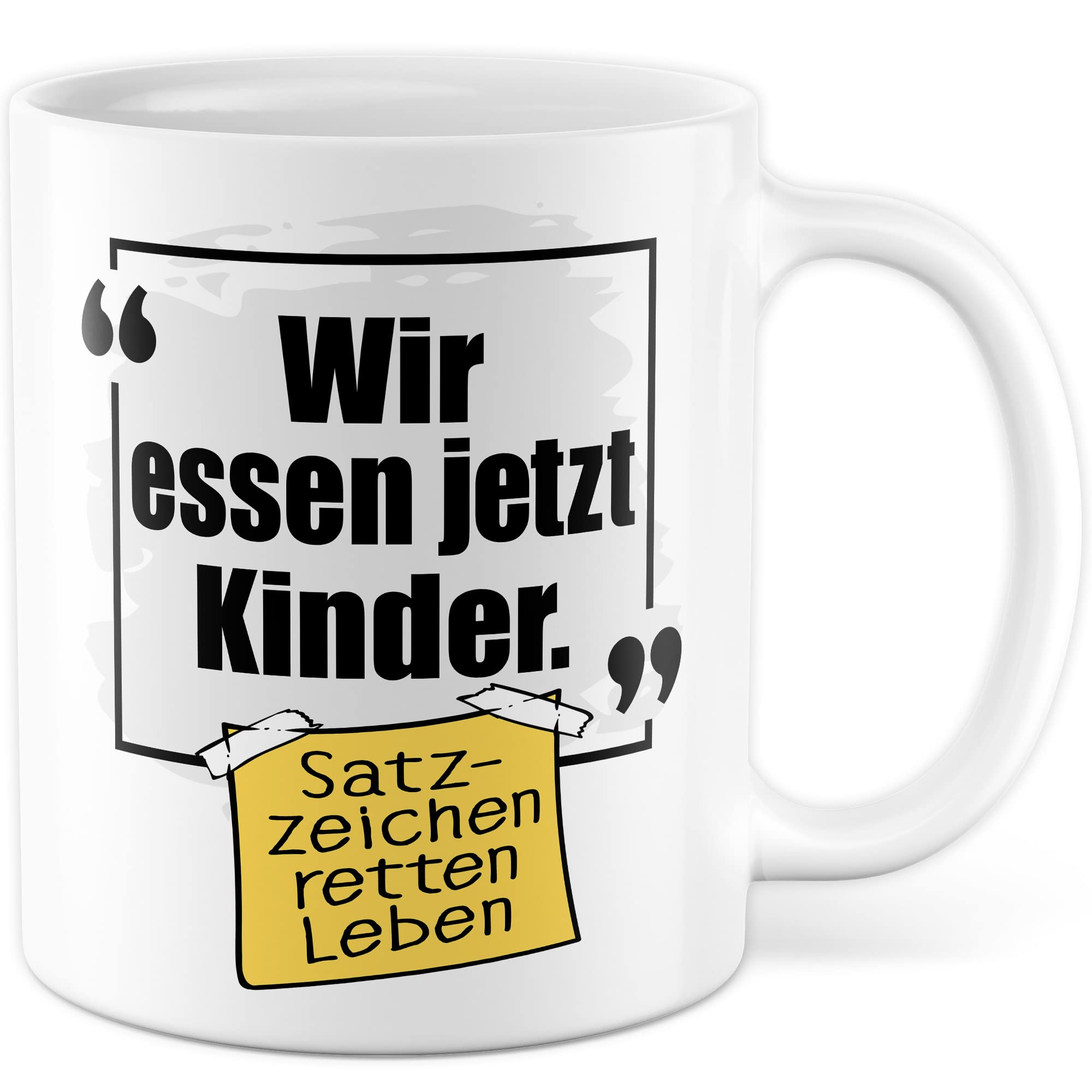 Lustige Tasse mit Spruch Kaffeetasse Grammatik Witz lustig Kaffee-Becher Zeichensetzung rettet Leben wir essen jetzt Kinder Interpunktion Deutsch