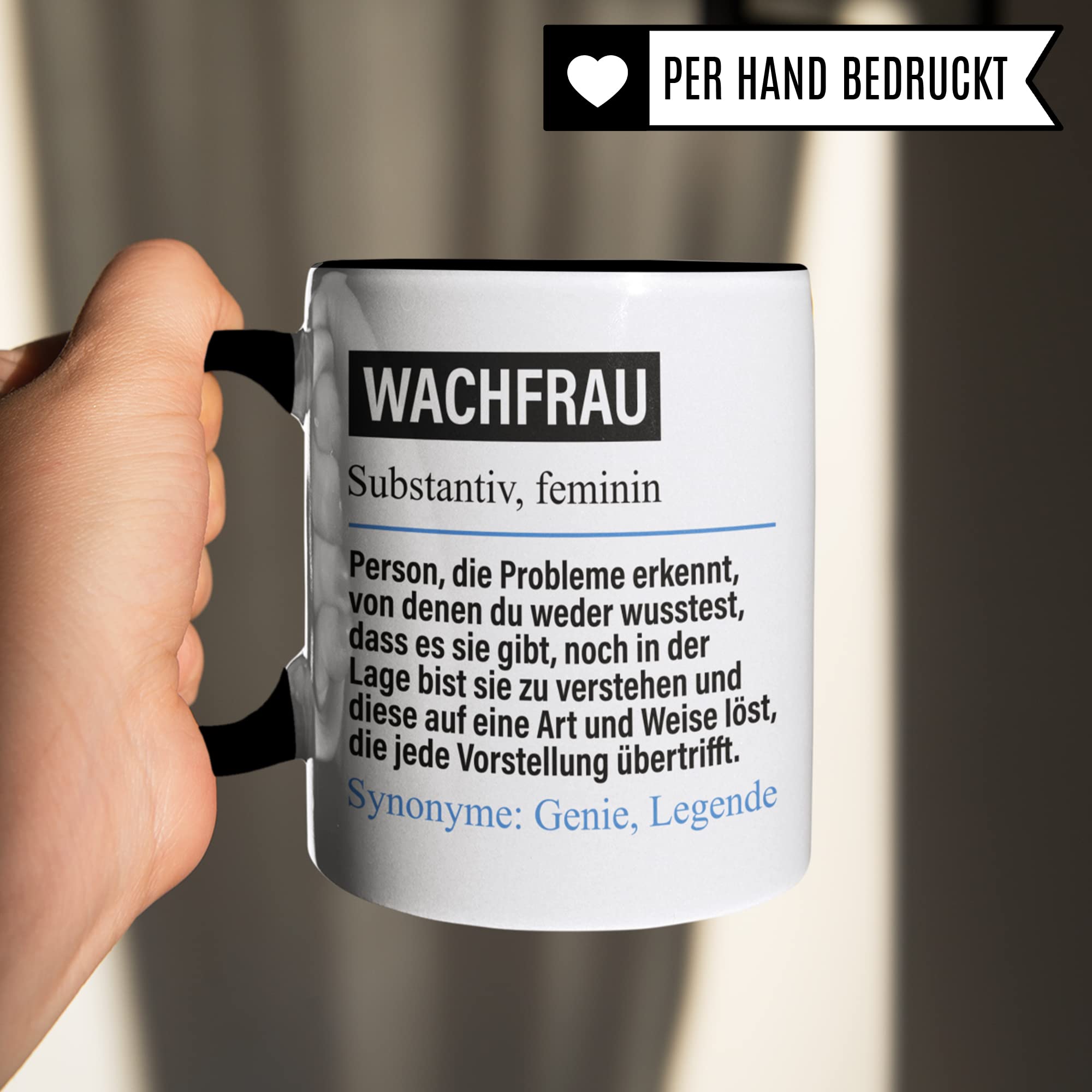 Tasse Wachfrau lustig, Wachfrau Geschenk Beruf, Spruch Kaffeebecher Geschenkidee, Beruf Nachtwächterin Kaffee-Tasse Teetasse Becher