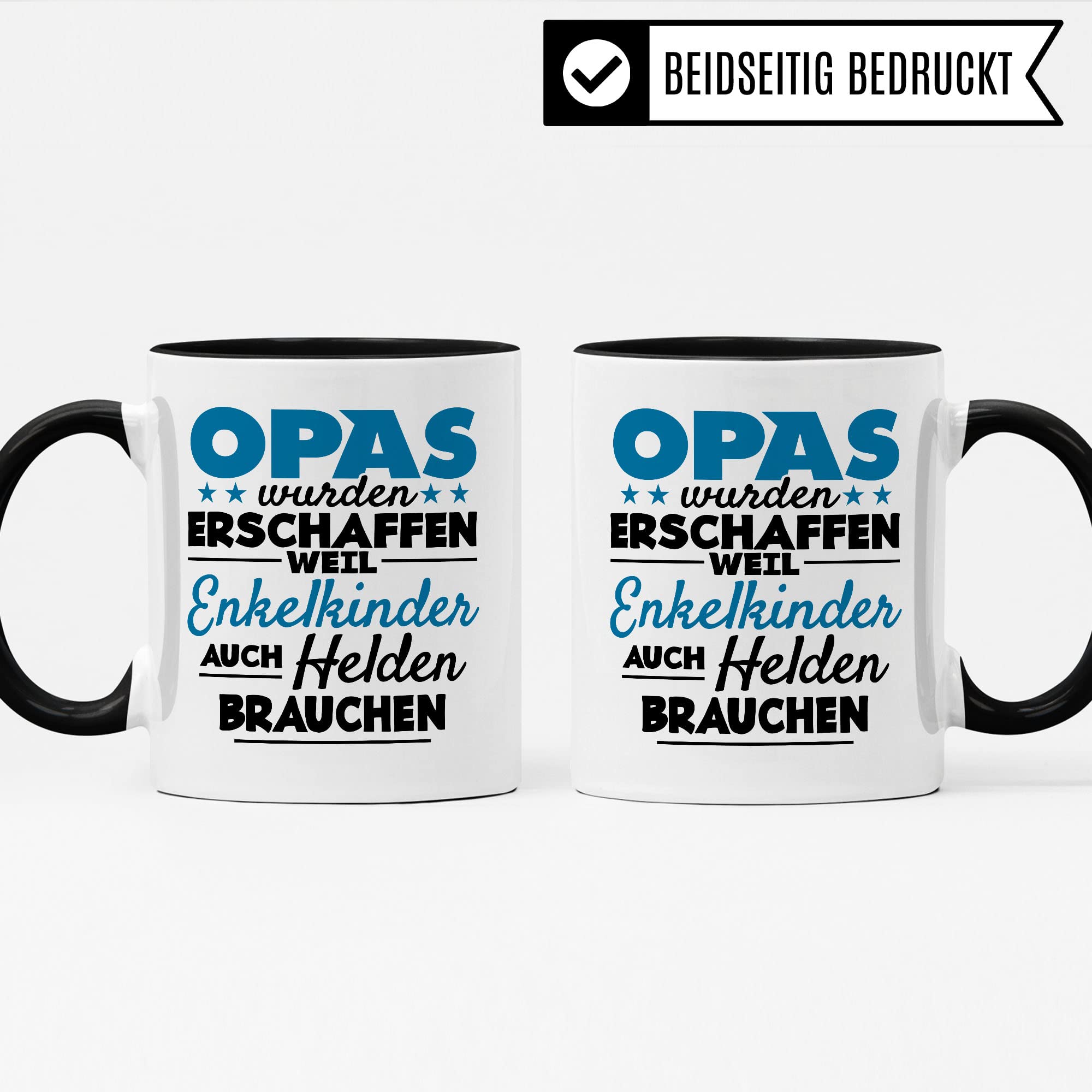 Opa Tasse - Opas wurden erschaffen weil Enkel-Kinder auch Helden brauchen - Geschenk Großvater Enkelkinder schöner Spruch Geschenkidee Enkel Kaffee-Becher