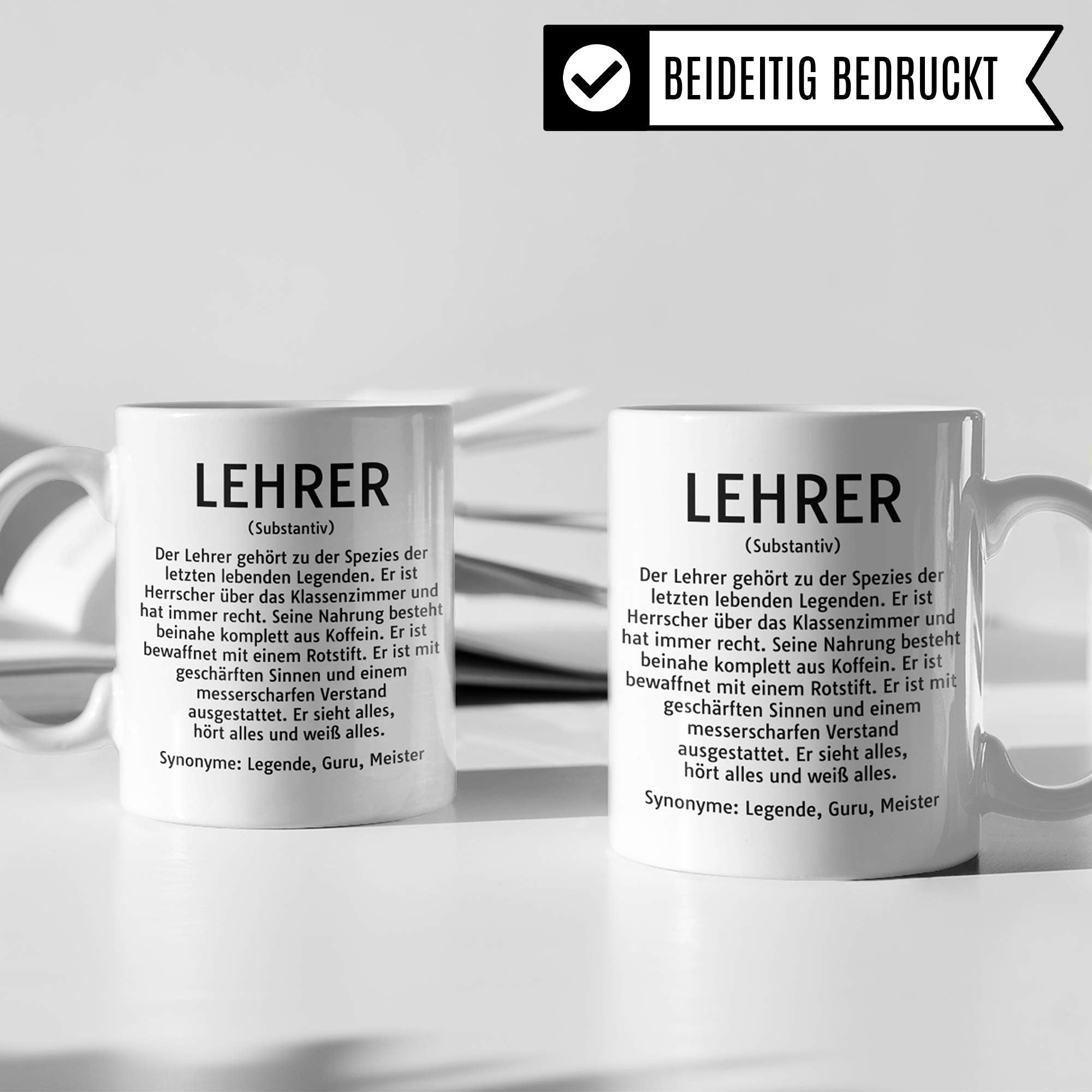 Pagma Druck Tasse Lehrer Definition, Geschenk für Lehrer, Kaffeetasse Geschenkidee Lehrer, Kaffeebecher Lehramt Schule Unterricht Witz, Lehrer Geschenk lustig Abschied Abschluss Grundschule