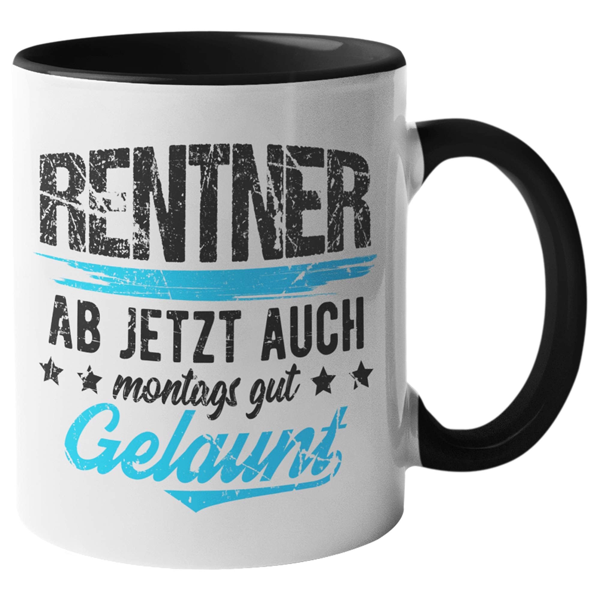 Rente Tasse, Rentner Geschenk lustig, Ruhestand Spruch Becher Geschenkidee, Kaffeetasse Renteneintritt Pensionierung (Weiß/Schwarz)