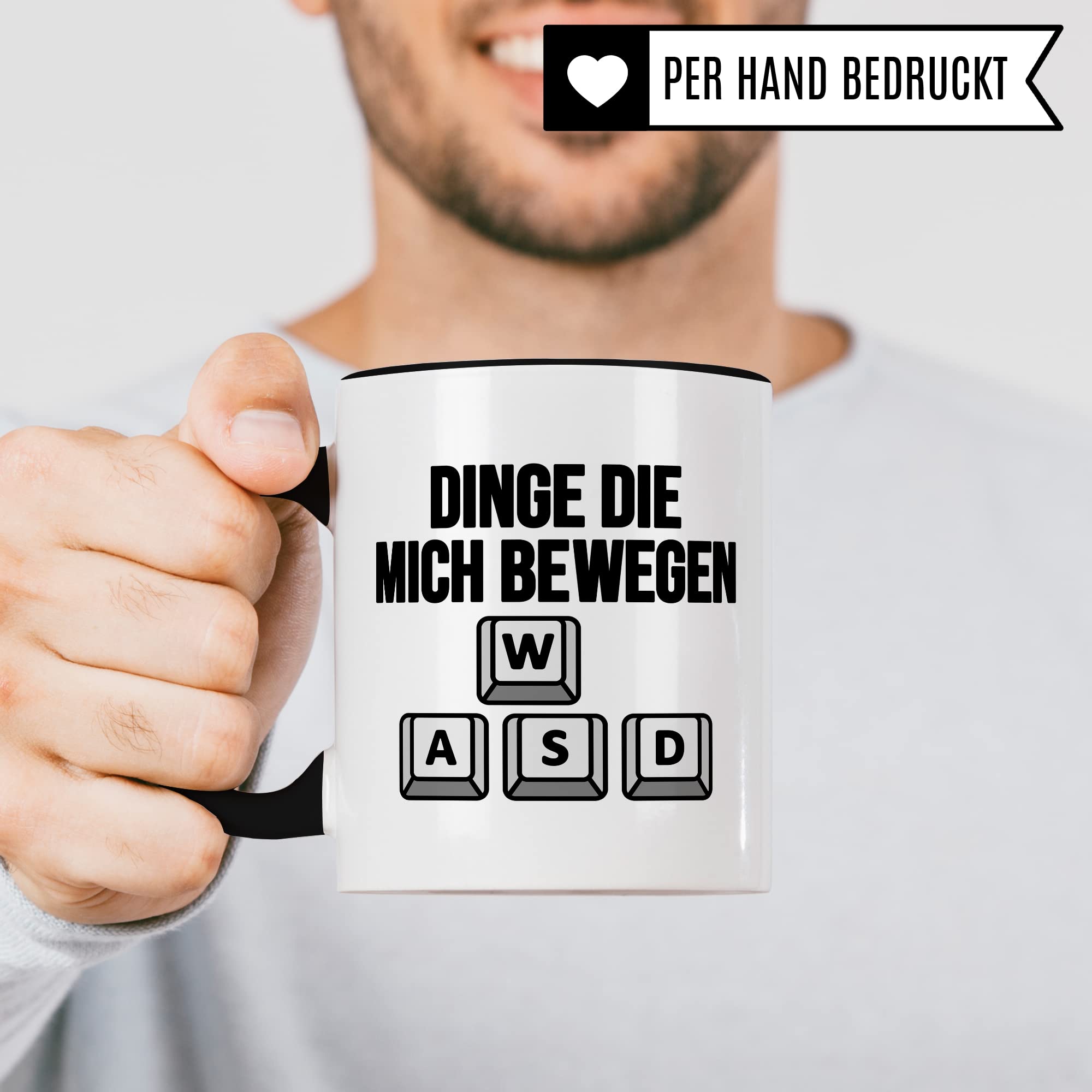 Gaming Tasse, Dinge die mich bewegen Kaffeetasse für Gamer Zocker Computerspieler Kaffee-Becher Geschenk Geschenkidee Nerd Teetasse mit Spruch lustig Gaming-Fans Computer-Spiele zocken