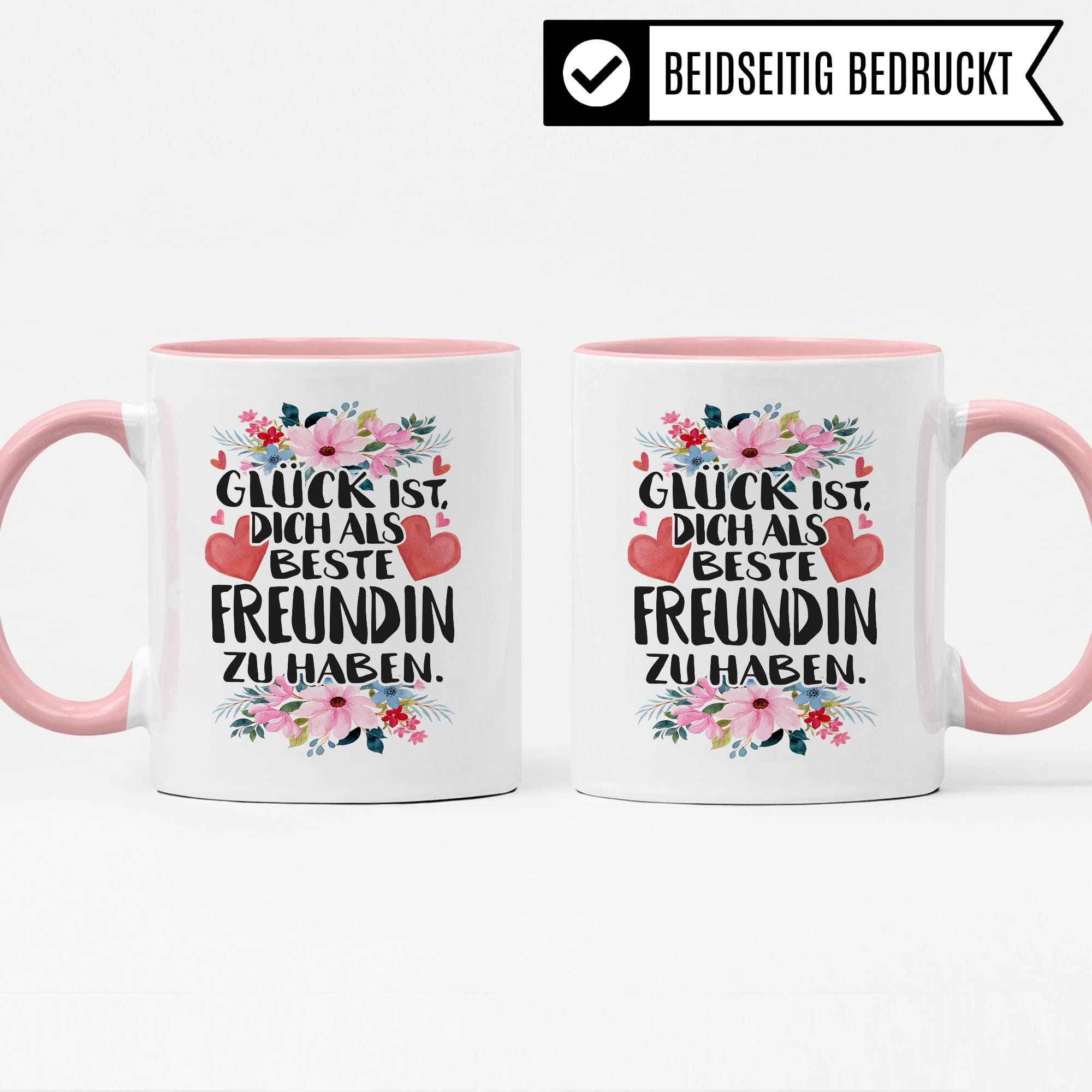 Beste Freundin Tasse Freundinen Kaffeetasse BFF Frauen Geschenkidee Geschenk Freunde für immer Freundschaft Glück ist, dich als beste Freundin zu haben Spruch