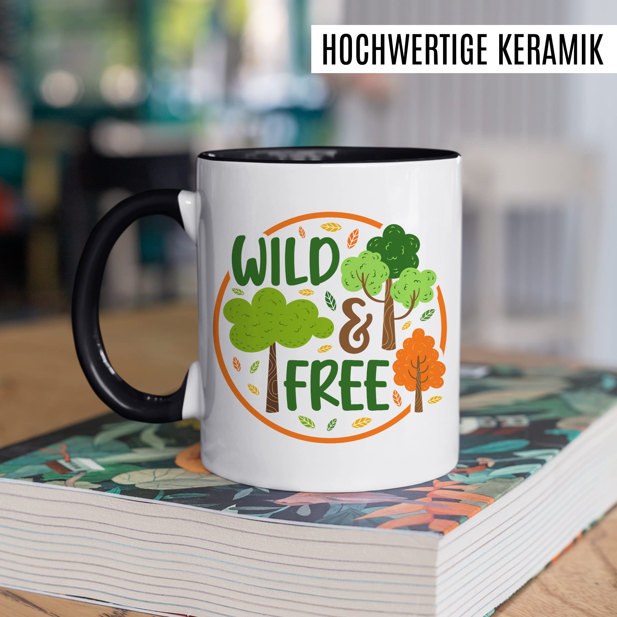 Wild & Free Becher Tasse Wohnmobil Wohnwagen Kaffeetasse Camping Geschenk Camper Kaffee-Becher Geschenkidee Outdoorfans Camperin Zelten Abenteuer Reisen Spruch Campingurlaub