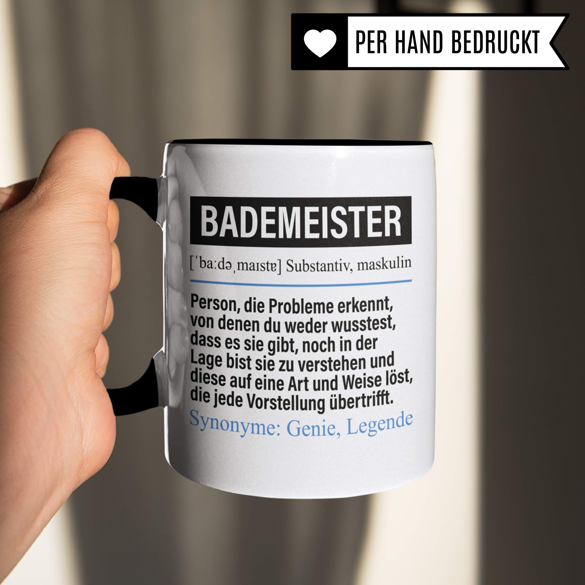 Pagma Druck Tasse Bademeister lustig, Bademeister Geschenk, Spruch Schwimmmeister Geschenkidee, Kaffeetasse Beruf Rettungsschwimmer Kaffeebecher Teetasse Freibad Becher