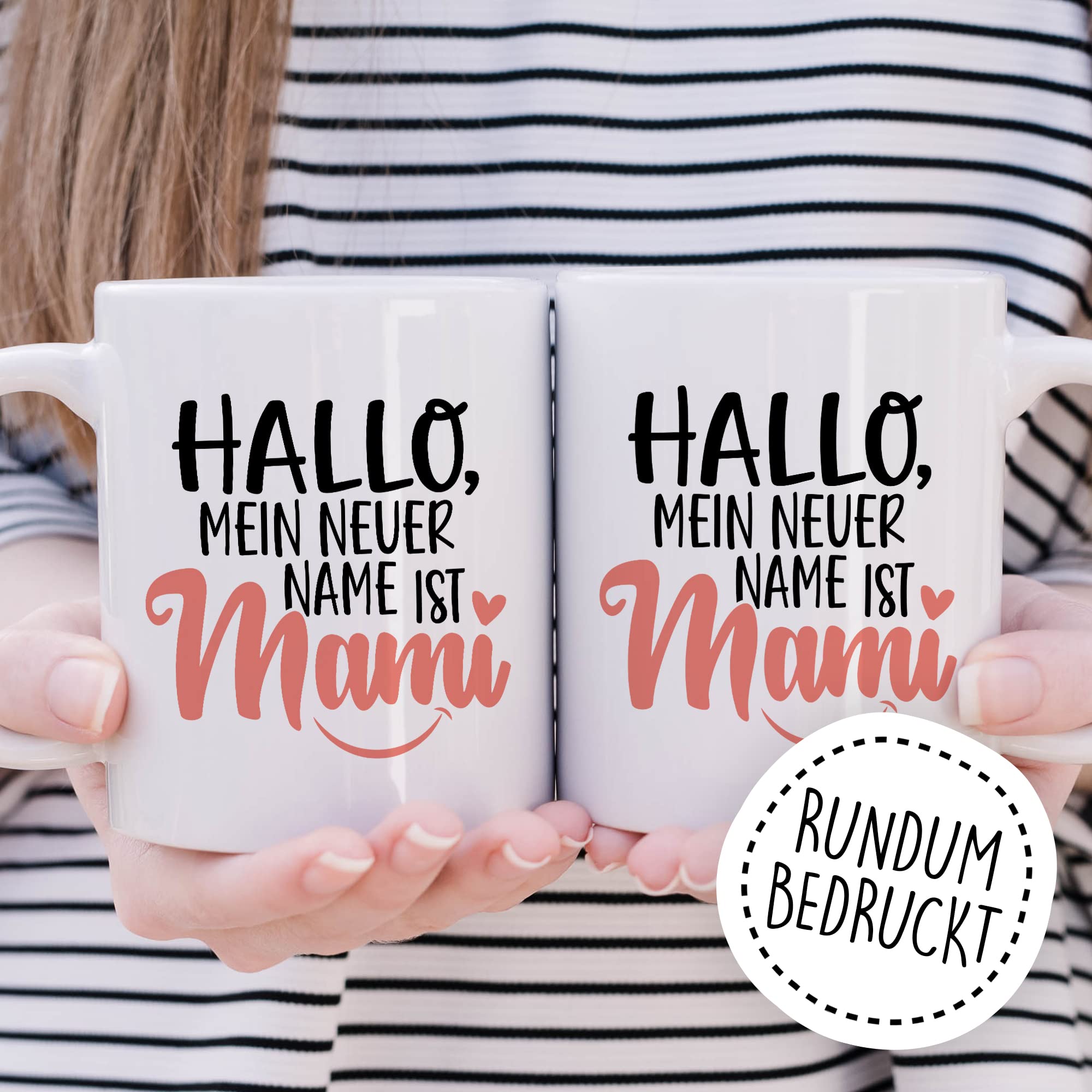 Tasse Mama Geschenk, Hallo mein neuer Name ist Mami Geschenkidee werdende Mutter Kaffeetasse mit Spruch lustig Kaffee-Becher zukünftige Mama frisch Mutter Babyparty