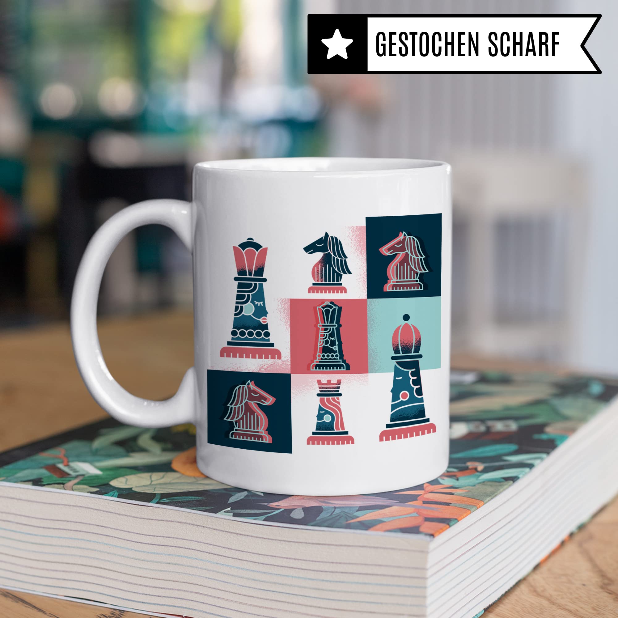 Schachfigur Tasse Geschenkidee, Kaffeetasse Schach Motiv, Kaffeebecher Schachspielen Humor Witz Geschenk für Schachspieler, Schachspiel Teetasse