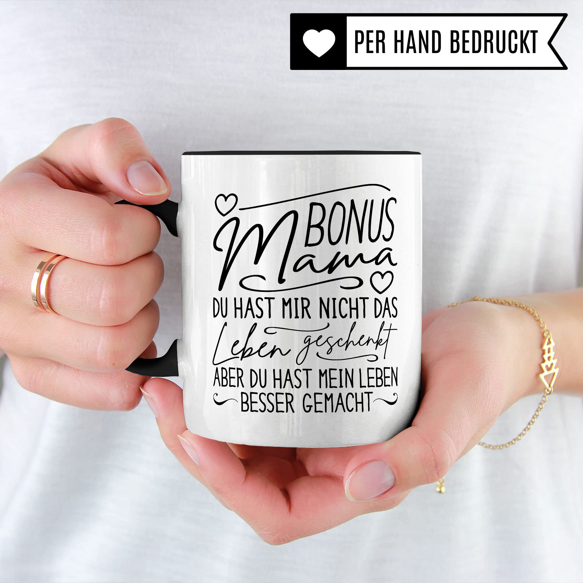 Bonusmama Tasse Stiefsohn Stieftochter Geschenkidee Mama Kaffeetasse Geschenk für Stiefmutter Kaffeebecher Stiefmama Becher