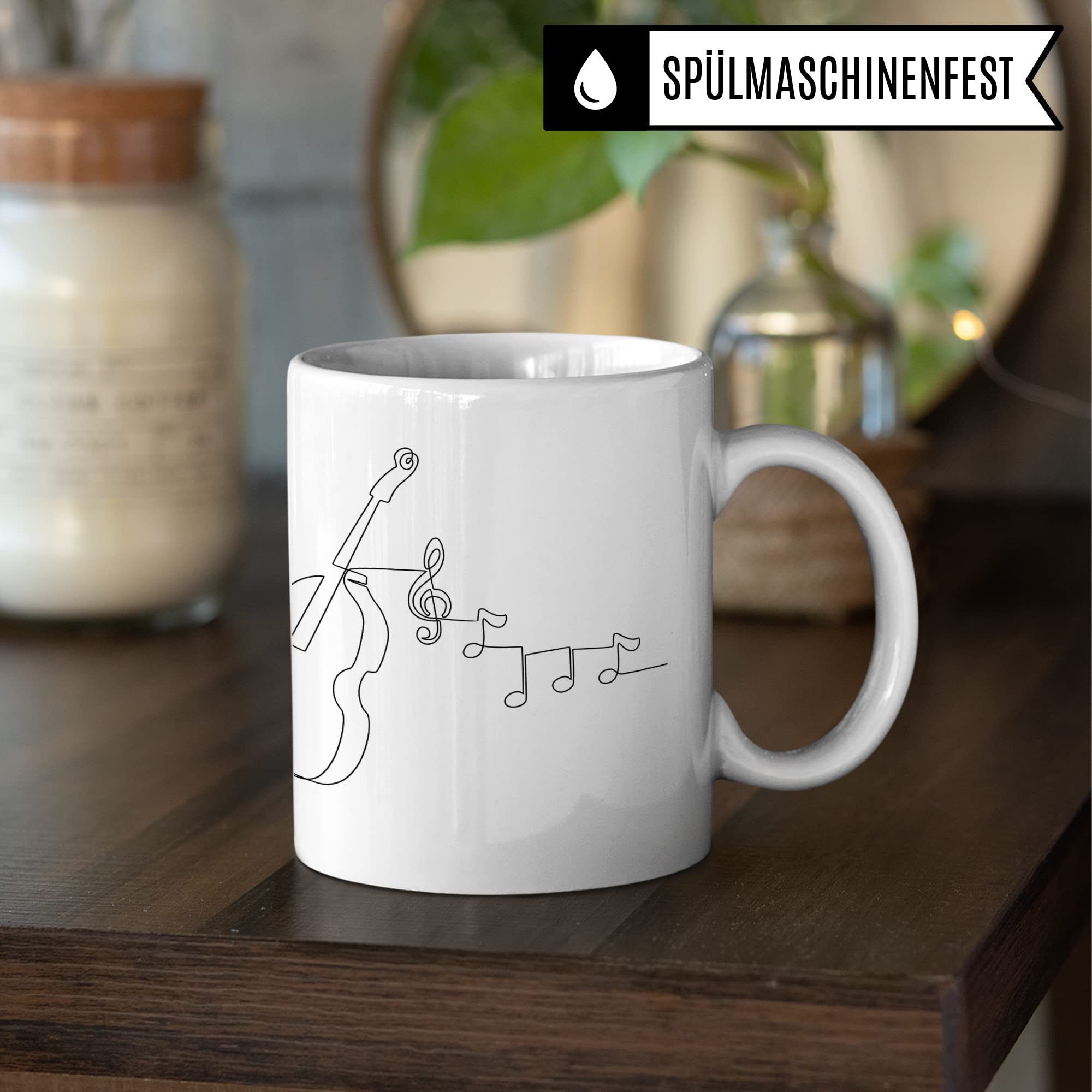 Kontrabass Tasse - Musik Geschenk für Kontrabassist - Kaffeetasse Basss Bassist Musiker Kontrabassspieler - Instrument Geschenkideen Kontrabassisten Zeichnung Design Kaffee-Becher