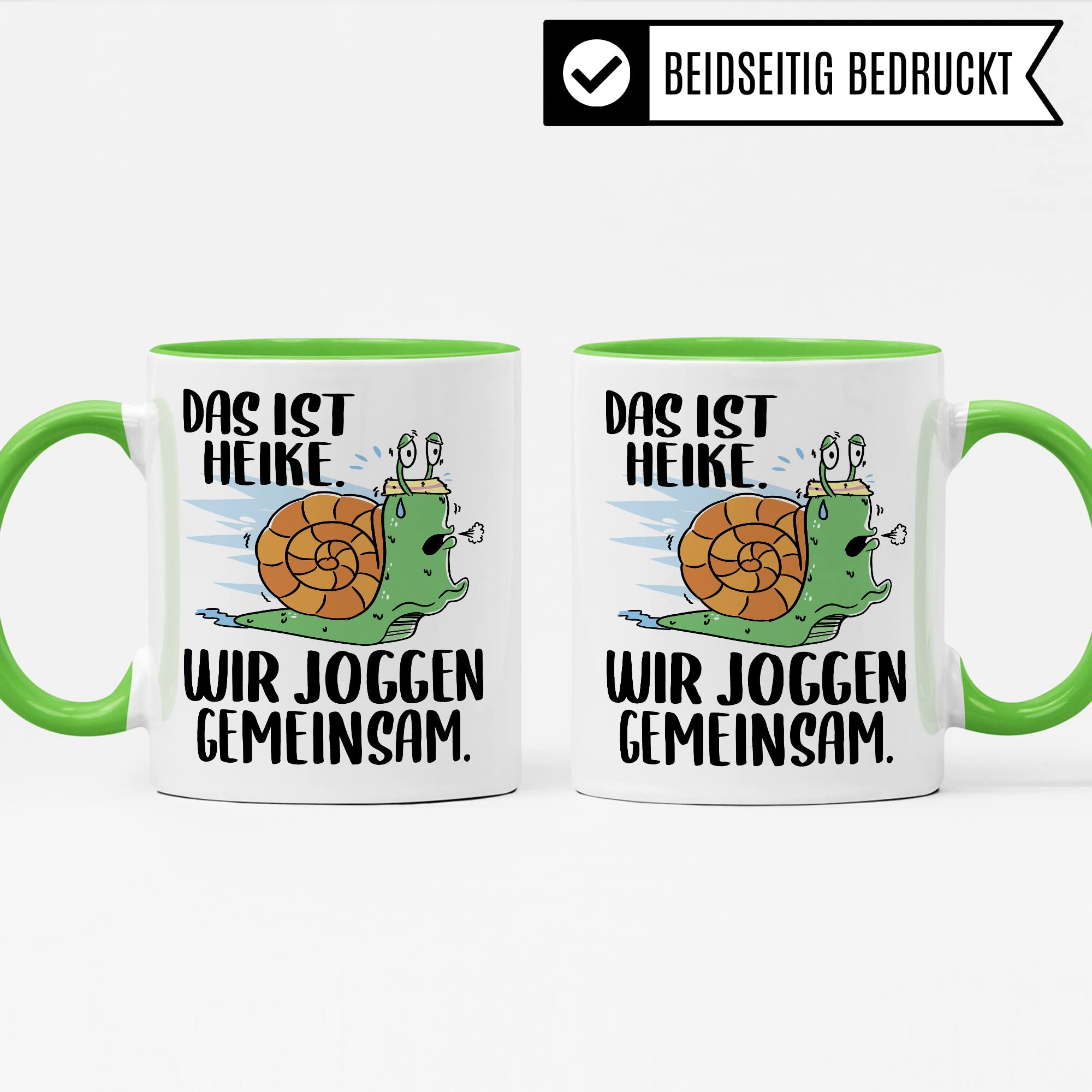 lustige Tasse Humorvolle Kaffeetasse mit Spruch Kaffee-Becher Witz Schnecke Joggen Spruch Geschenk-Idee Das ist Heike