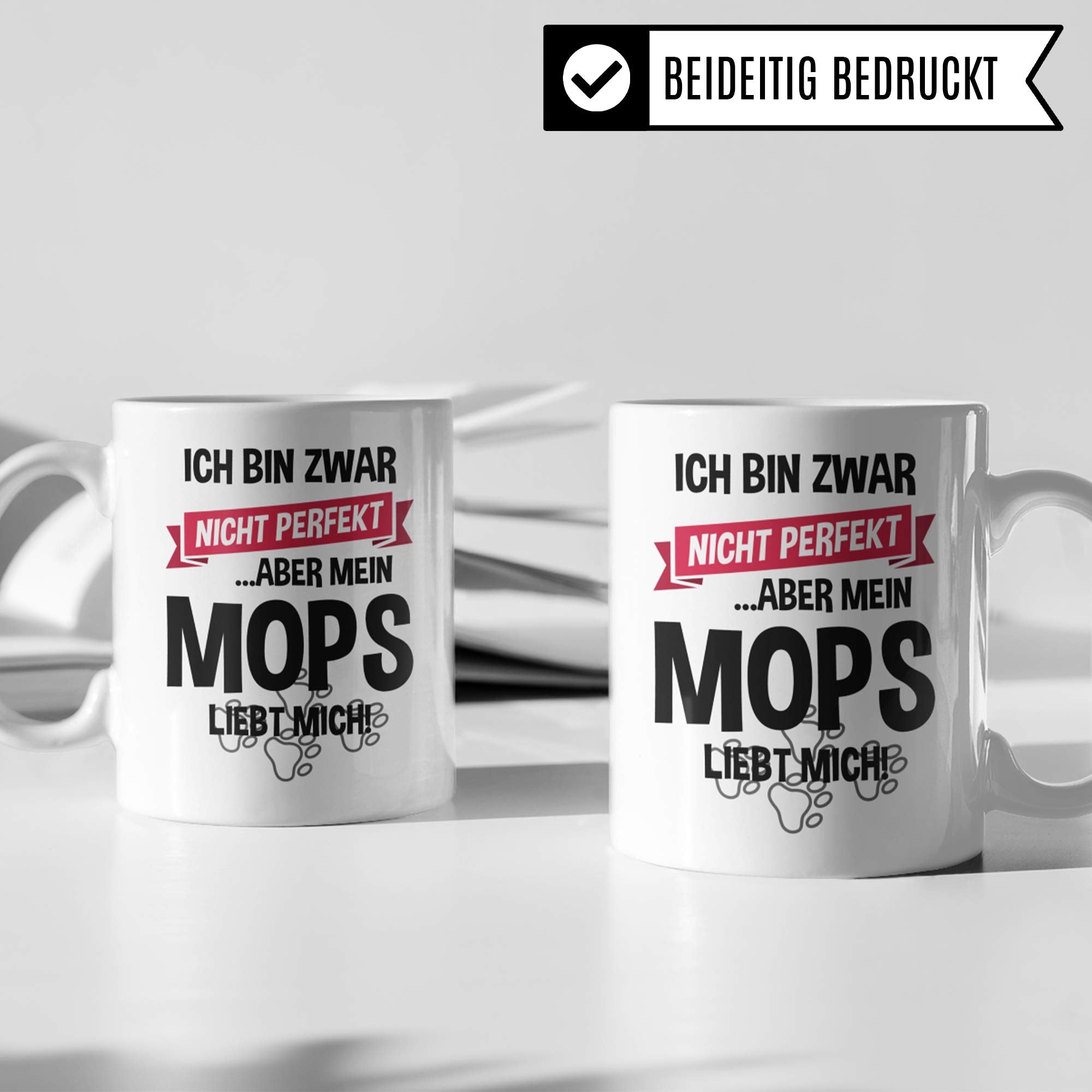 Pagma Druck Tasse Mops Geschenk Hunde Spruch Becher Geschenkidee Möpse Mops Herrchen Kaffeetasse Kaffeebecher