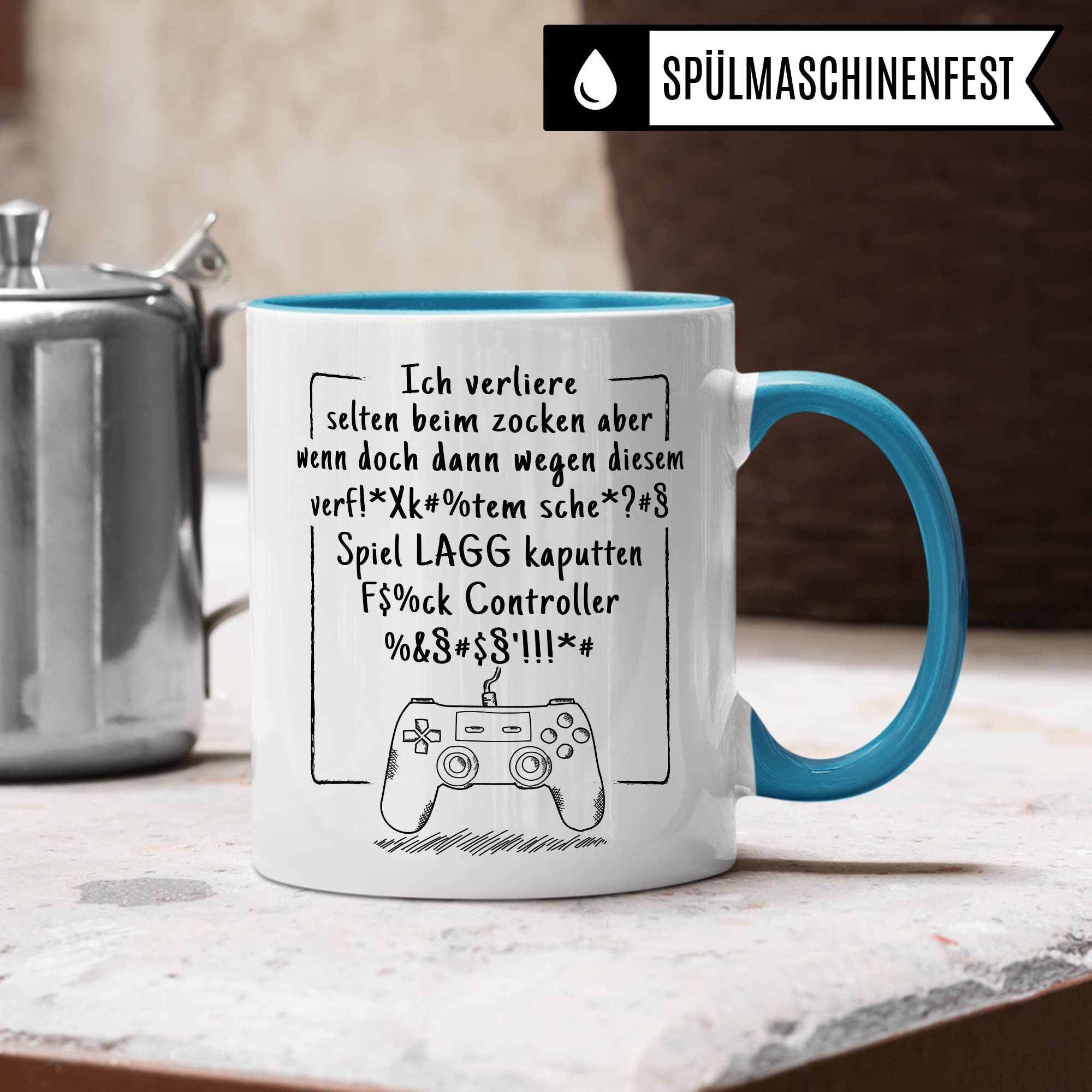 Tasse Gamer Witz lustiger Gaming Kaffee-Becher Zocker Kaffeetasse Controller Spruch Teetasse Nerd Geschenkidee Computer-Spiele Geschenk