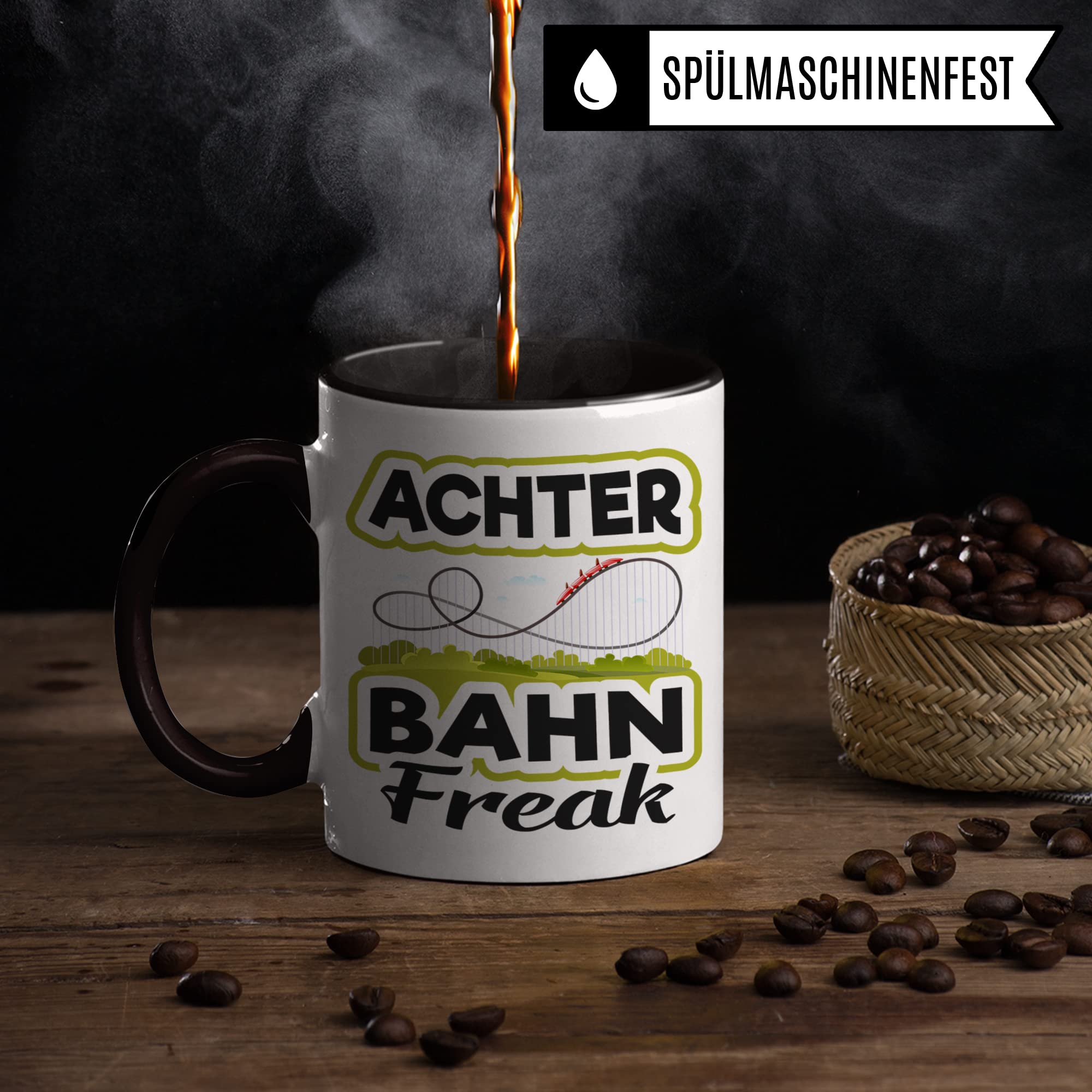 Achterbahn Tasse, Freizeitpark Kaffeetasse Geschenk für Achterbahnfans, Kaffeebecher für Kinder Frauen Männer, Rollercoaster Geschenkidee