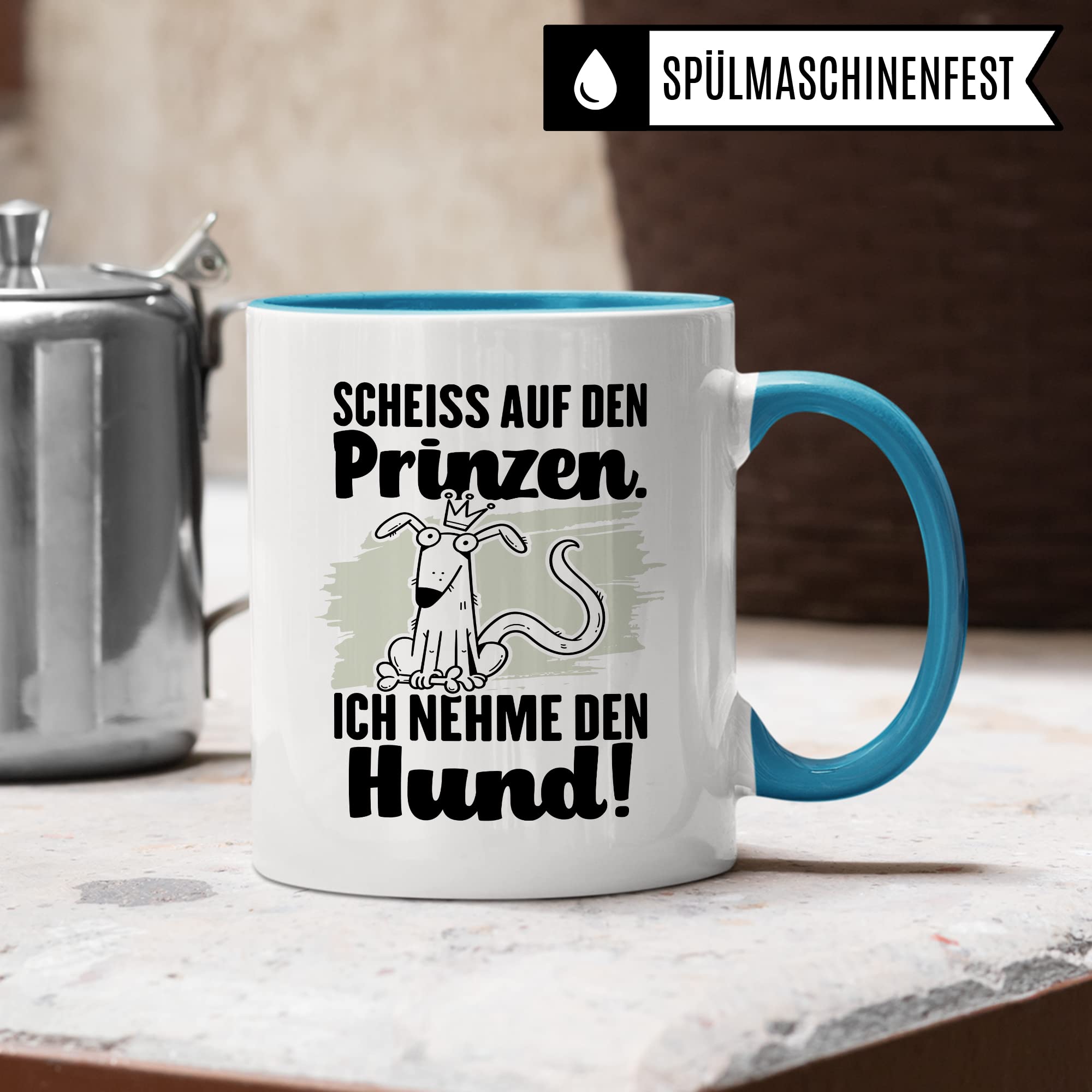 Tasse Hundemama Geschenk, Scheiß auf den Prinzen Ich nehme den Hund Geschenkidee beste Freundin Kaffee-Becher Kaffeetasse mit Spruch lustig Hundeliebhaber Single Liebeskummer