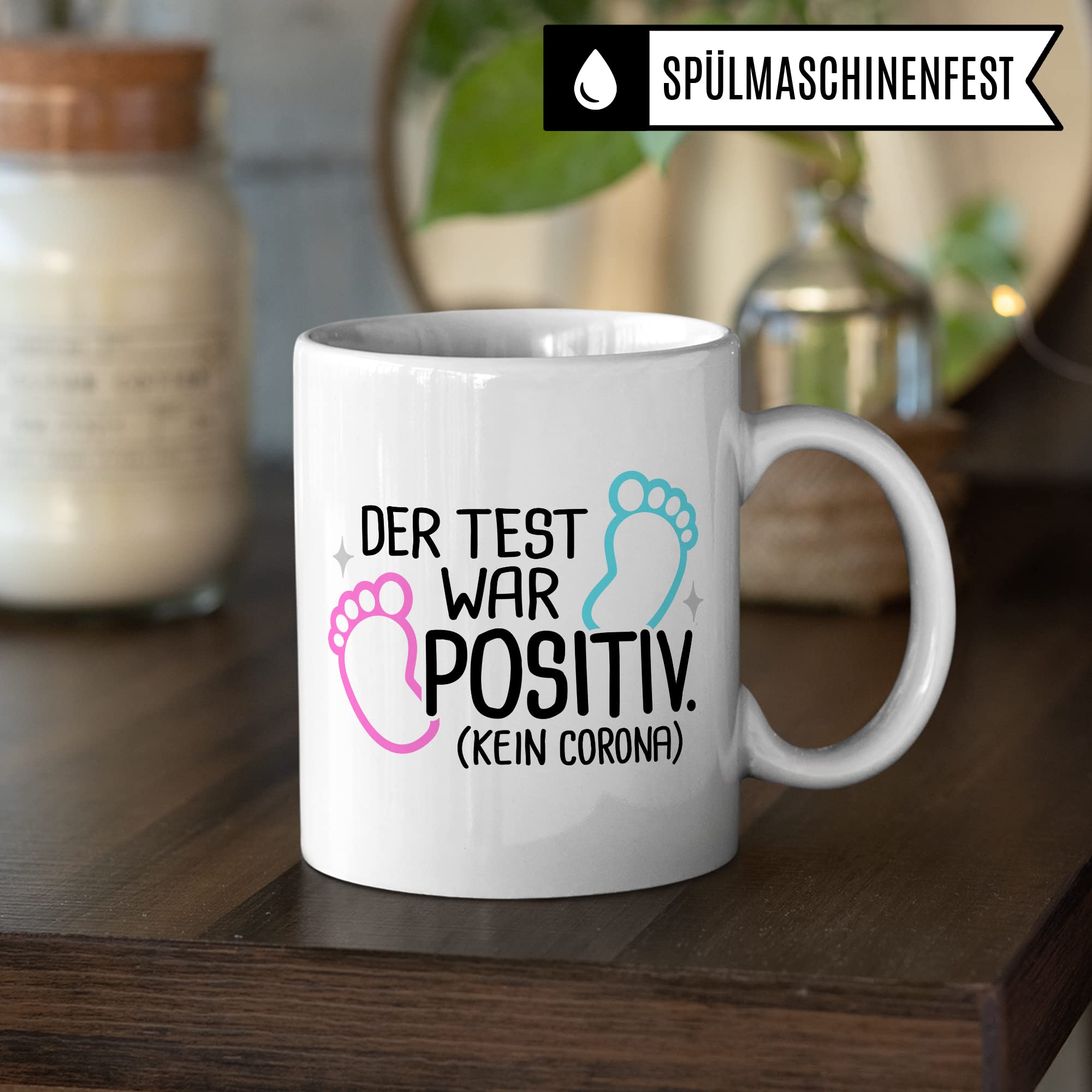 Schwangerschaft Tasse, Der Test war positiv, werdende Mama Geschenk Schwanger Freundin Papa Vater Geschenke für Opa Opa Schwester Bruder schöner Spruch Kaffee-Becher