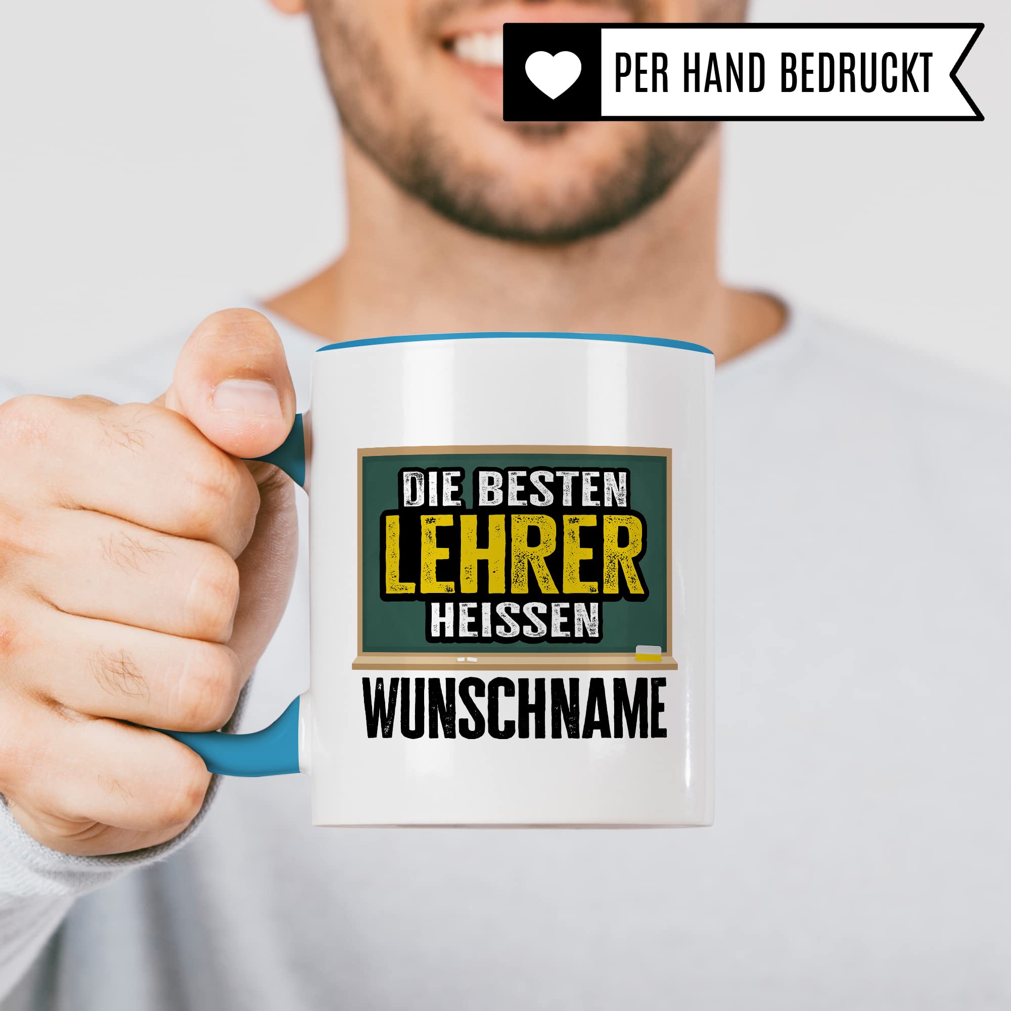 Bester Lehrer Tasse mit Spruch Geschenk Kaffee-Tasse personalisiert mit Namen Kaffee-Becher Lehrer lustig Geschenkidee Lehrerin personalisierbar Abschied Abschiedsgeschenk