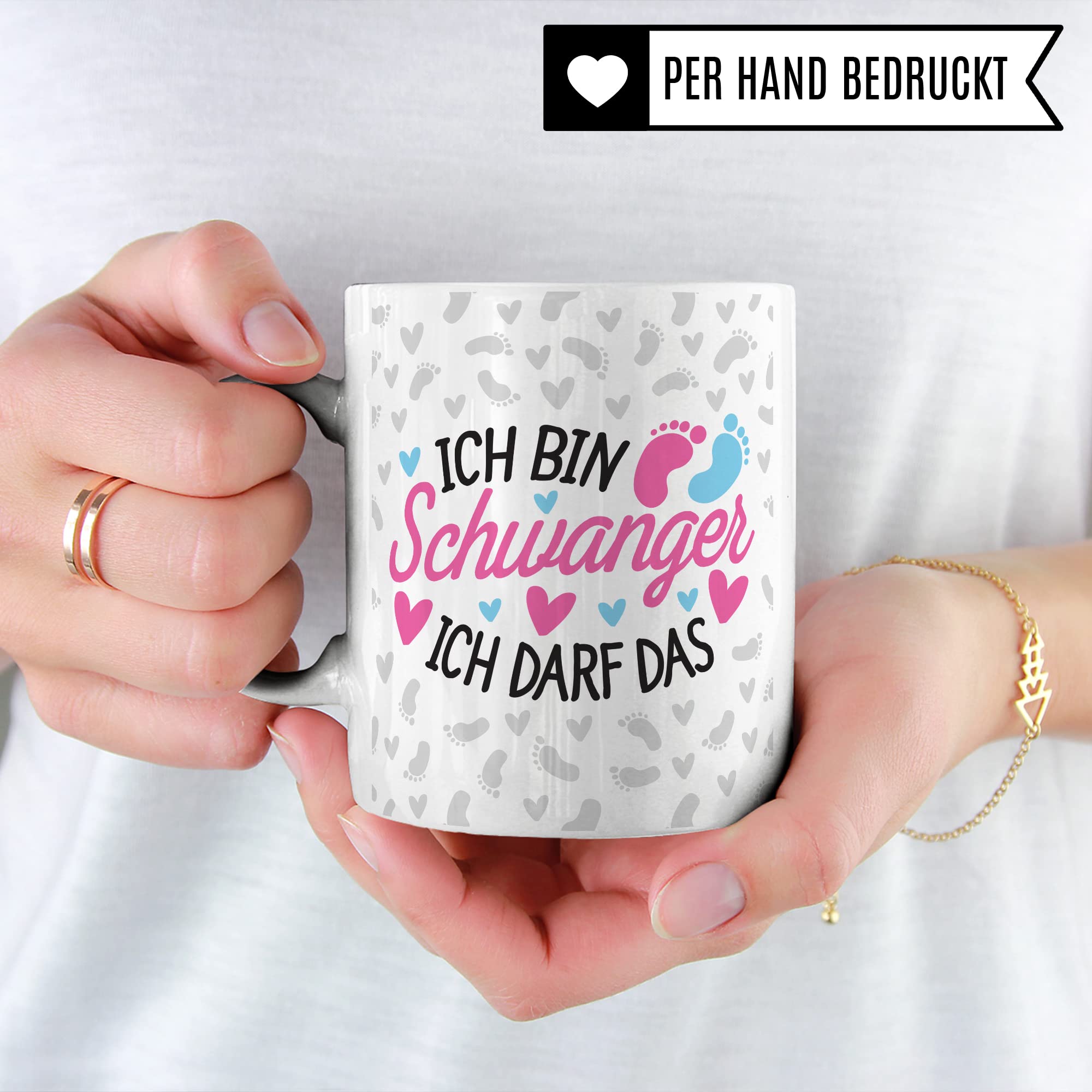 Schwangerschaft Tasse - Ich bin Schwanger Ich darf das - Geschenk für Schwangere schöner Spruch Geschenkidee werdende Mutter Kaffee-Becher