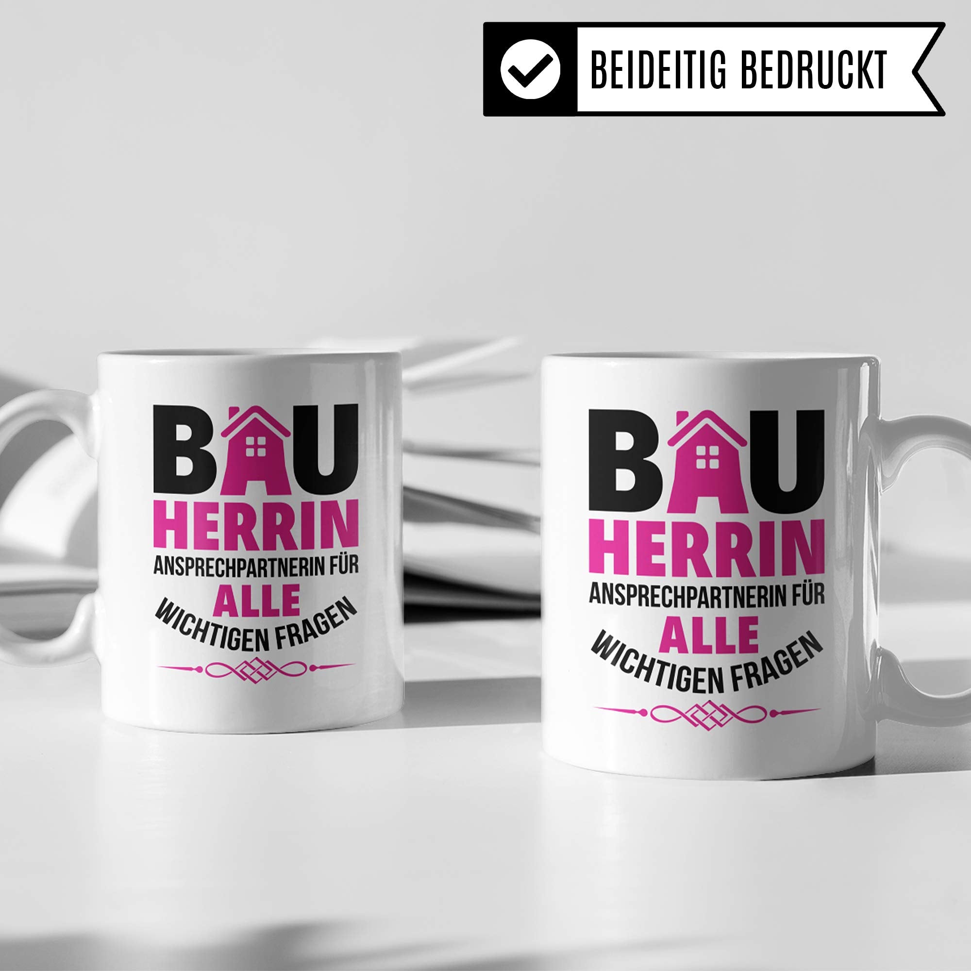 Pagma Druck Bauherrin Tasse Geschenk, Geschenke zum Richtfest, Bauherrin Bauherr Einweihung Becher, Hausbau Richtfest Geschenkideen, Einweihungsfeier Eigenheim Mitbringsel Kaffeetasse