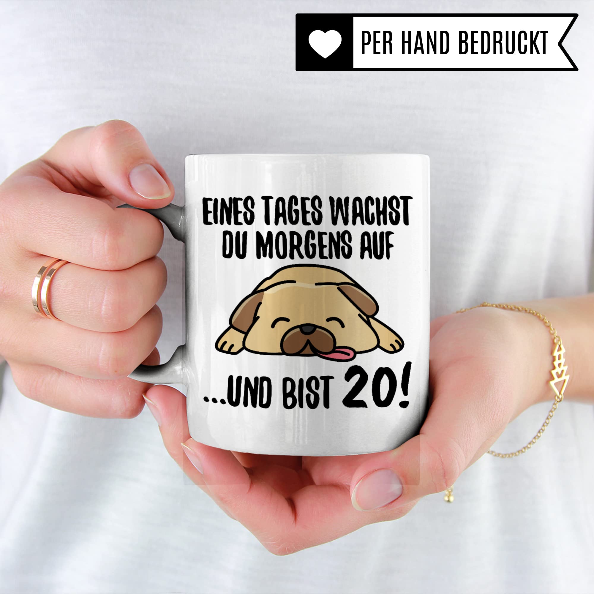 Tasse 20. Geburtstag, Geschenk 20 Geburtstag Frau & Mann, Becher mit Spruch Hunde Motiv, Kaffeebecher Geschenkidee , Kaffeetasse Deko Geburtstagsgeschenk