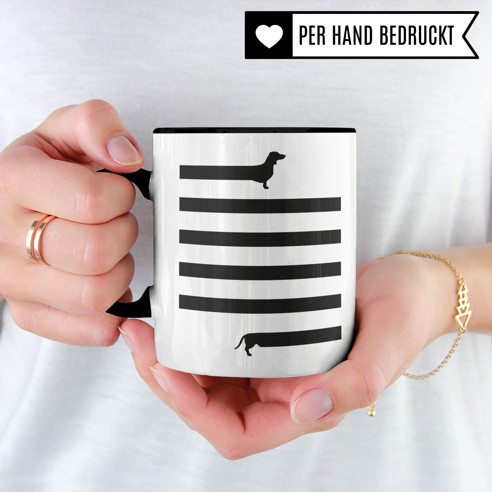 Dackel Tasse | Dackel Geschenke witzig Dachshund Motiv für Hundehalter Hundebesitzer | Becher Dackelmotiv Zeichnung Hundeliebhaber Hundeliebhaberin | Rauhaardackel Deko lustige Geschenkidee