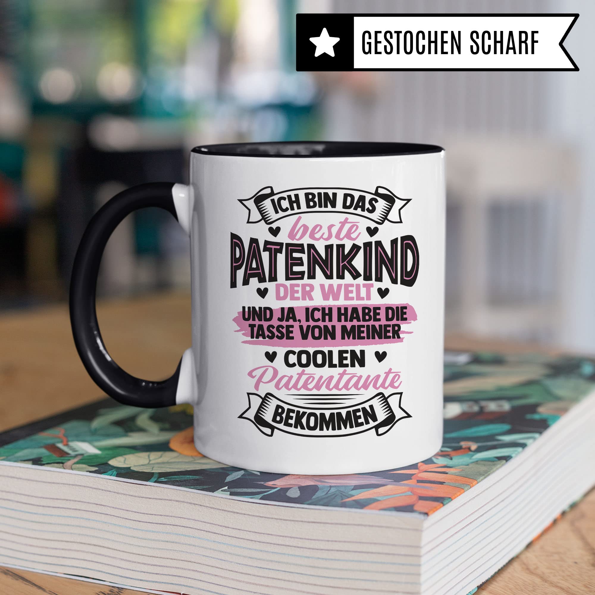 Tasse Patentante, Ich bin das beste Patenkind der Welt - und ja, Ich habe die Tasse von meiner coolen Patentante bekommen, Patenkind Geschenk lustiger Spruch Humor Witz Kaffeetasse Teetasse