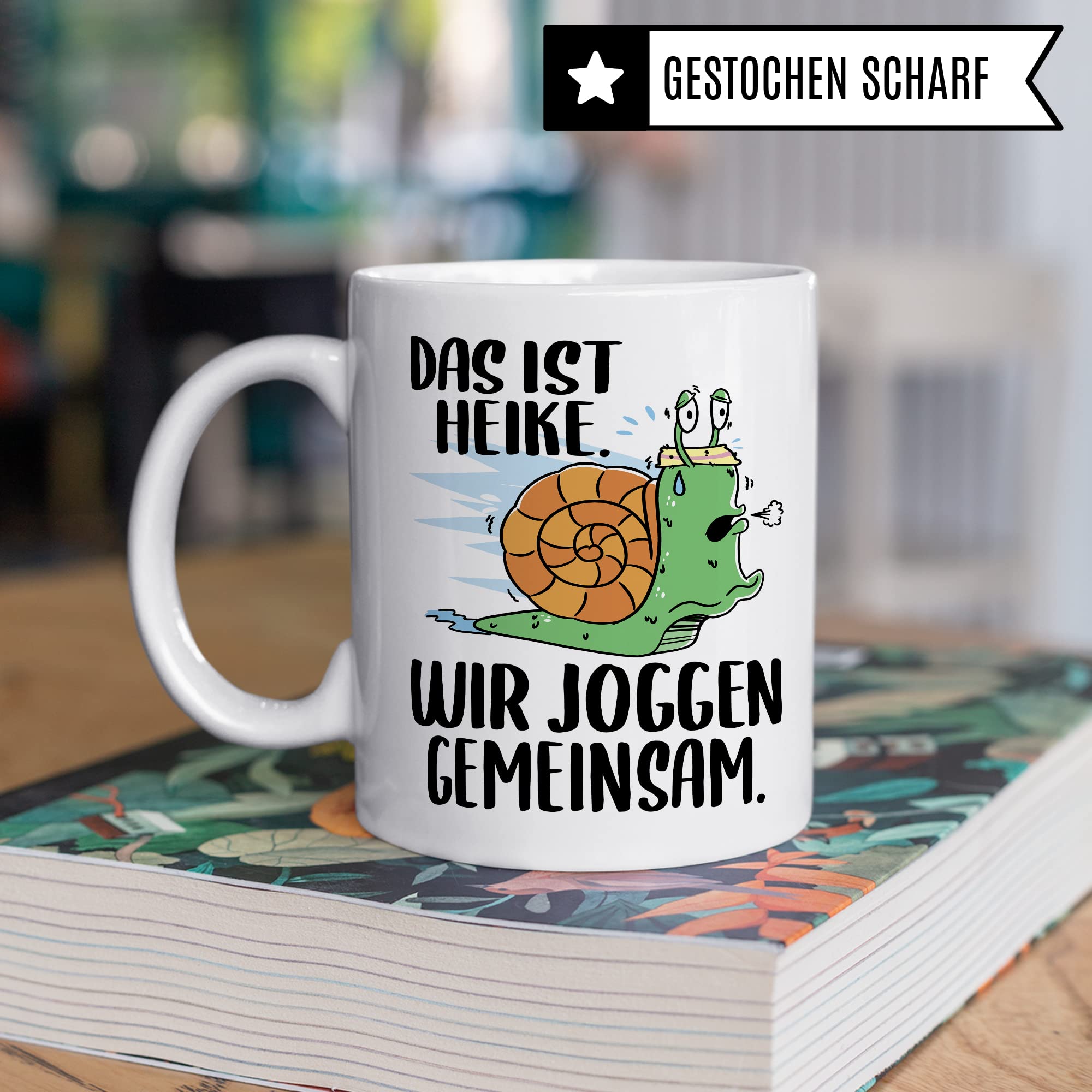 lustige Tasse Humorvolle Kaffeetasse mit Spruch Kaffee-Becher Witz Schnecke Joggen Spruch Geschenk-Idee Das ist Heike